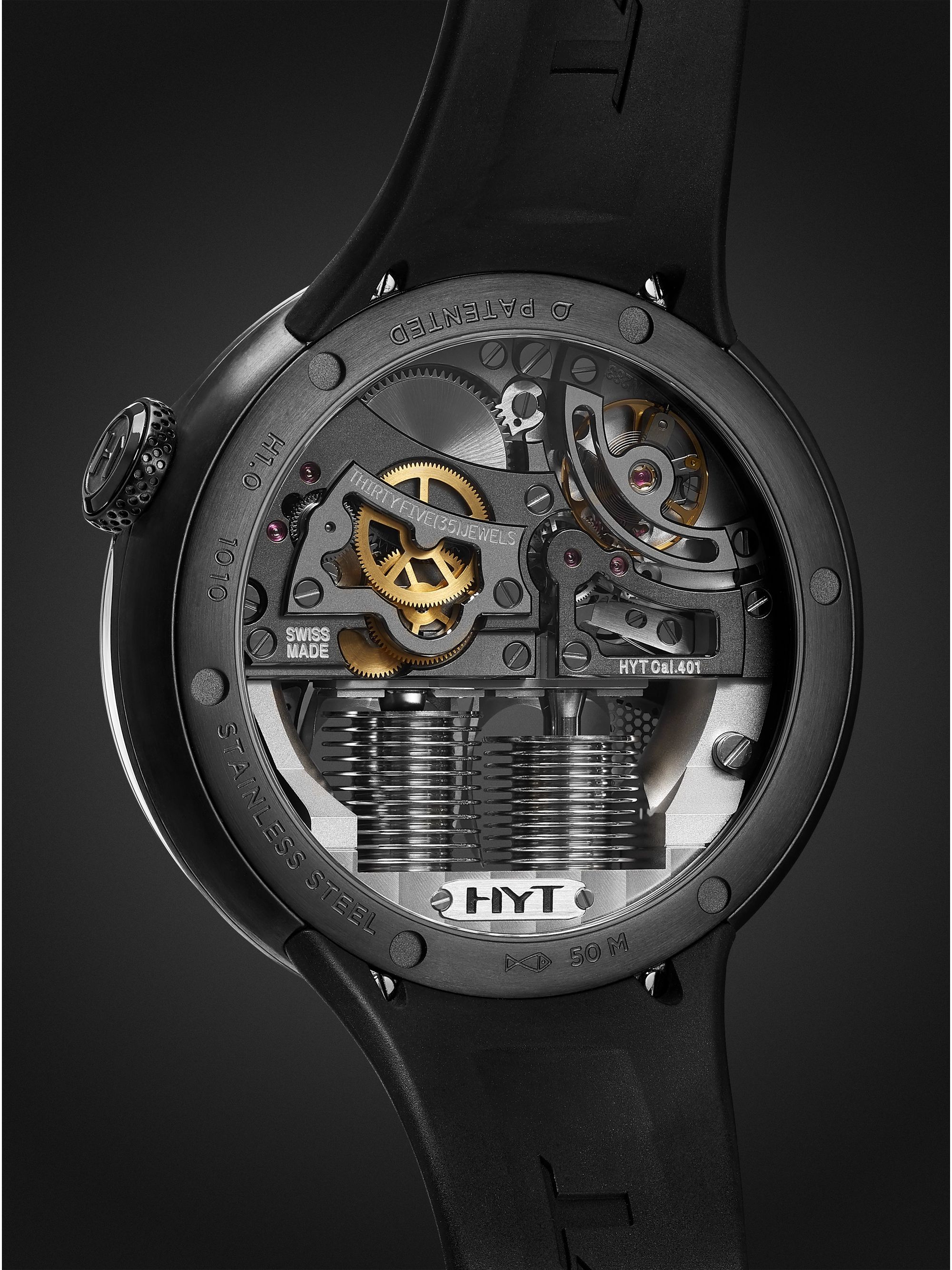 HYT H1.0 Hand-Wound 48.8mm Stainless Steel and Rubber Watch, Ref. No. H02021