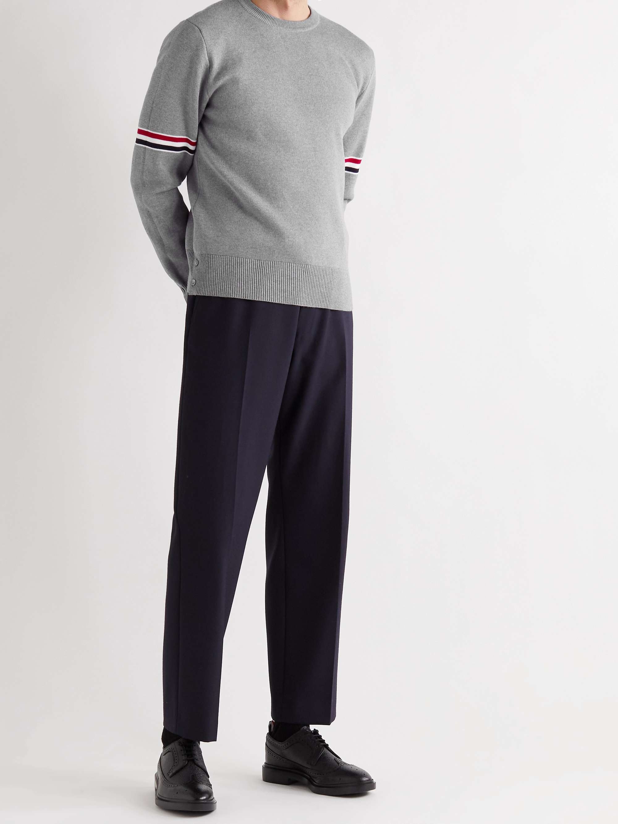 THOM BROWNE Slim-Fit Striped Cotton Sweater