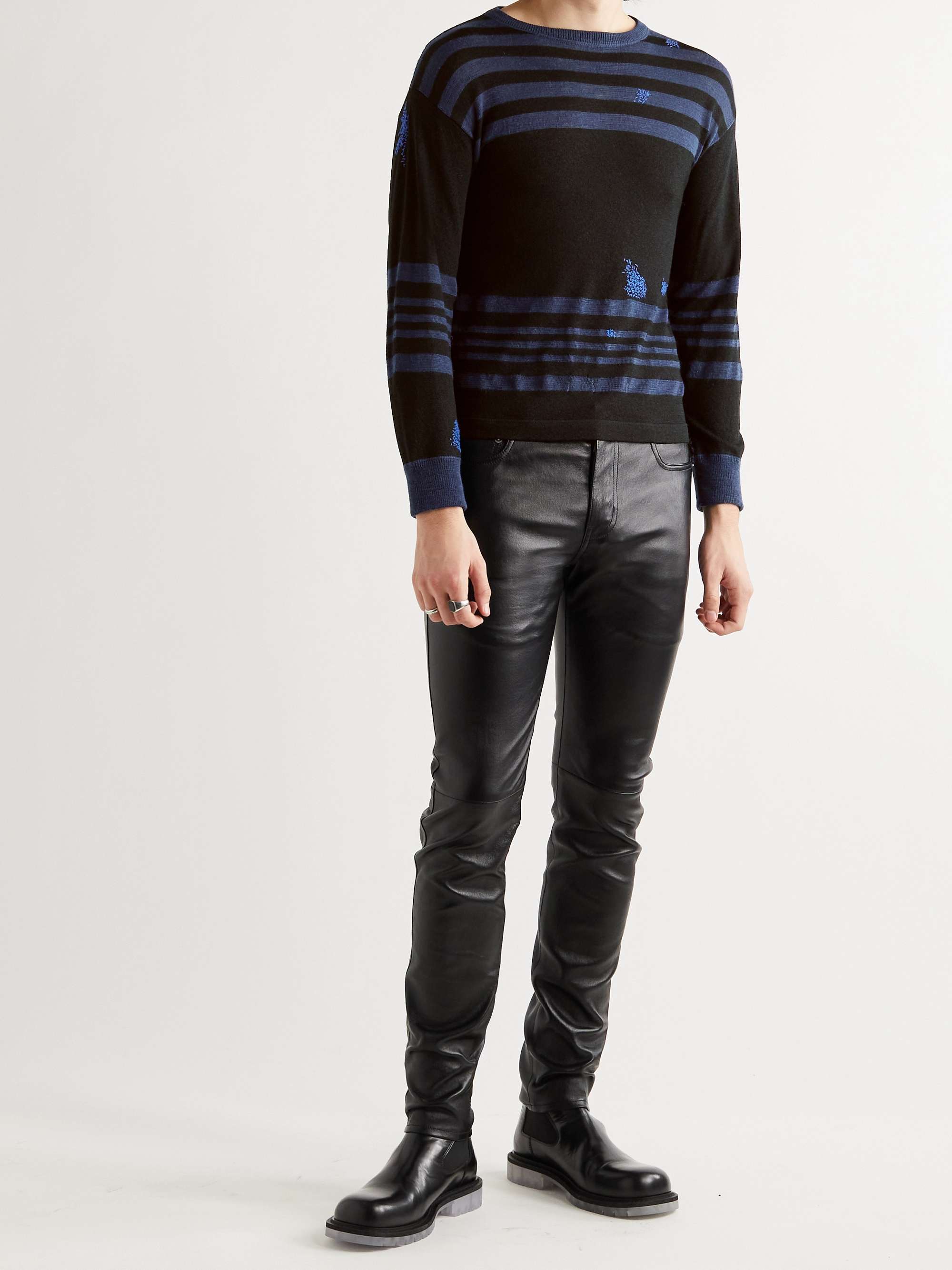 MAISON MARGIELA Embroidered Striped Knitted Sweater for Men | MR PORTER