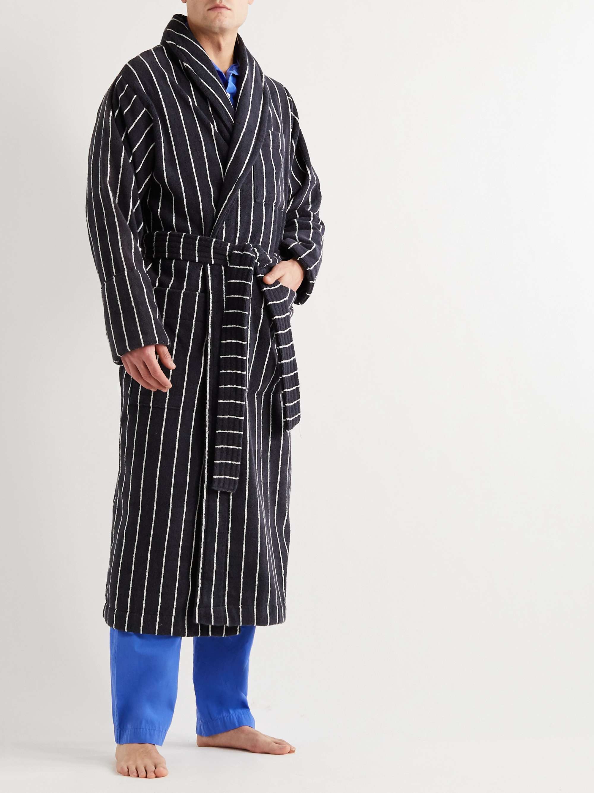 TEKLA Striped Organic Cotton-Terry Robe for Men | MR PORTER