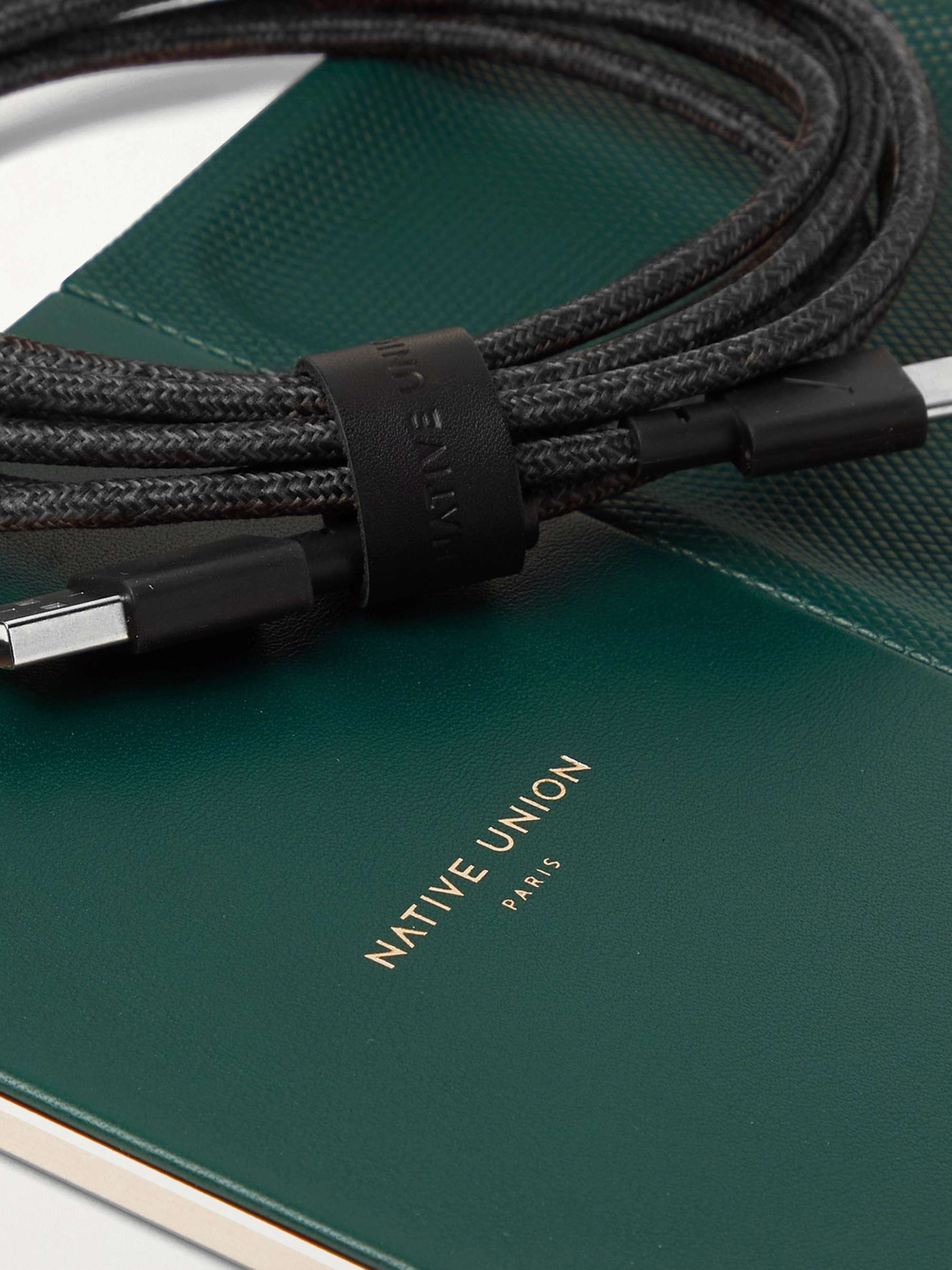 NATIVE UNION Heritage Textured-Leather Wireless Charger with Valet Tray