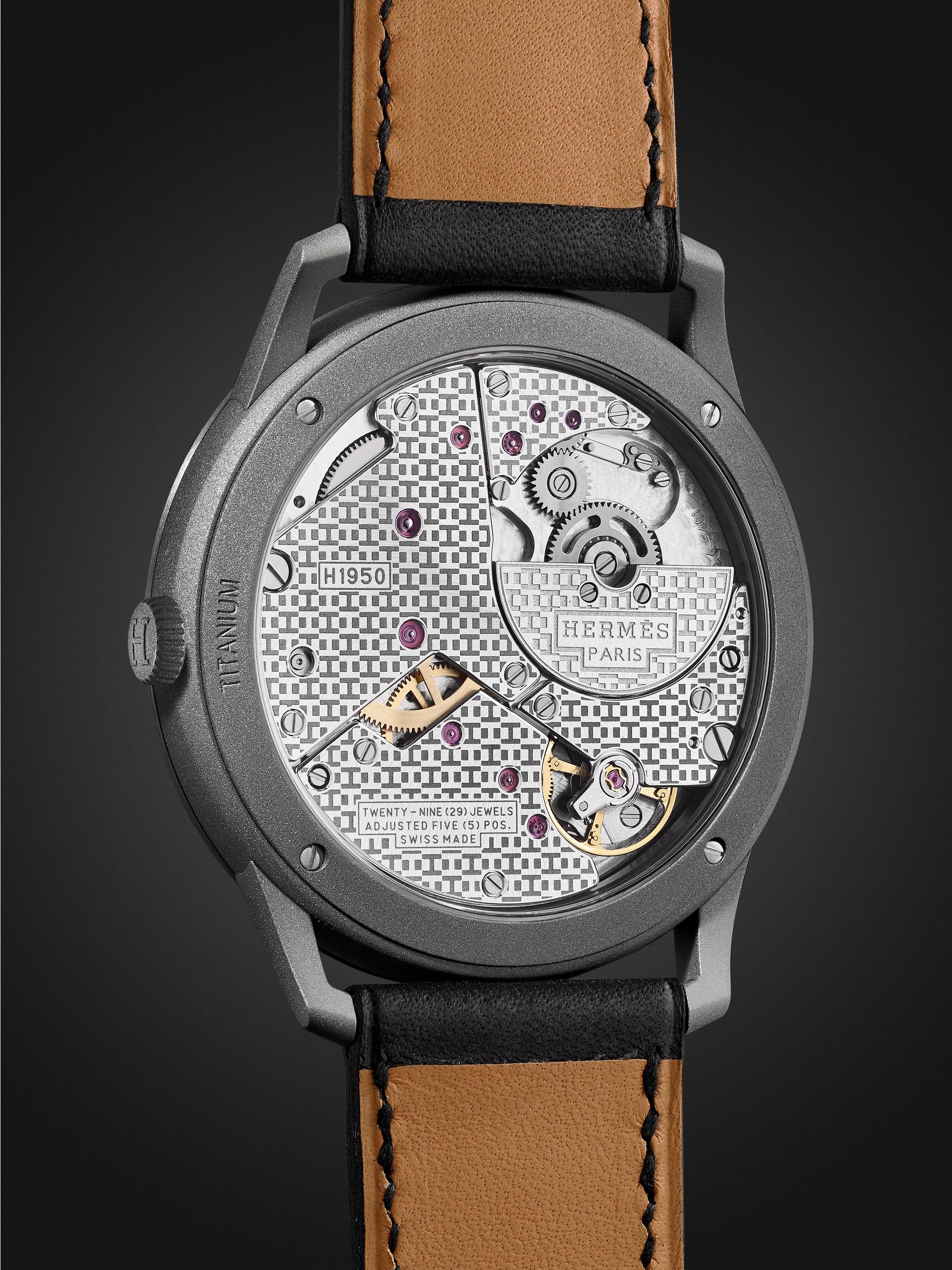 HERMÈS TIMEPIECES Slim d’Hermès Titane 39.5mm Titanium and Leather Watch, Ref. No. 052845WW00