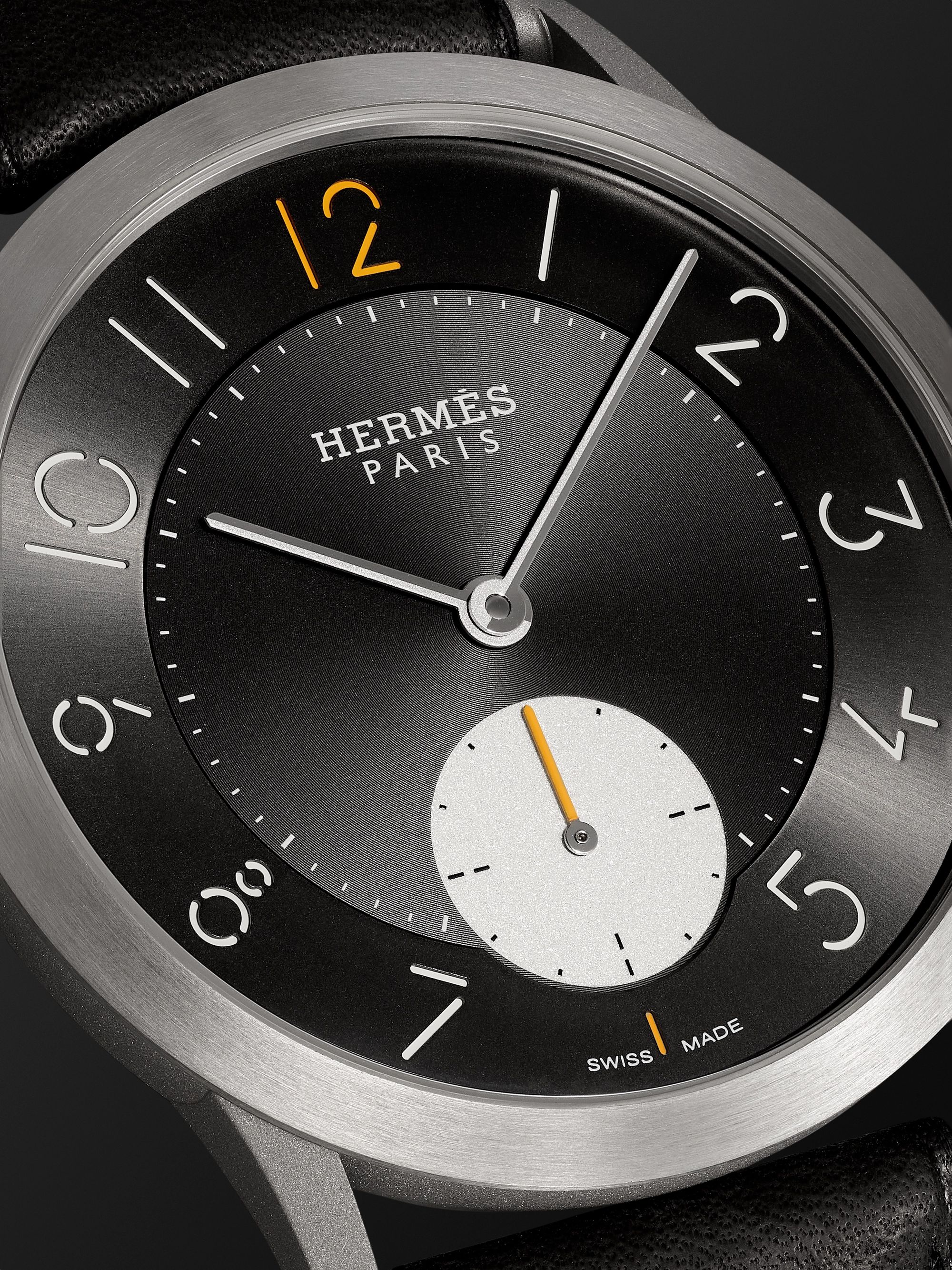 HERMÈS TIMEPIECES Slim d’Hermès Titane 39.5mm Titanium and Leather Watch, Ref. No. 052845WW00