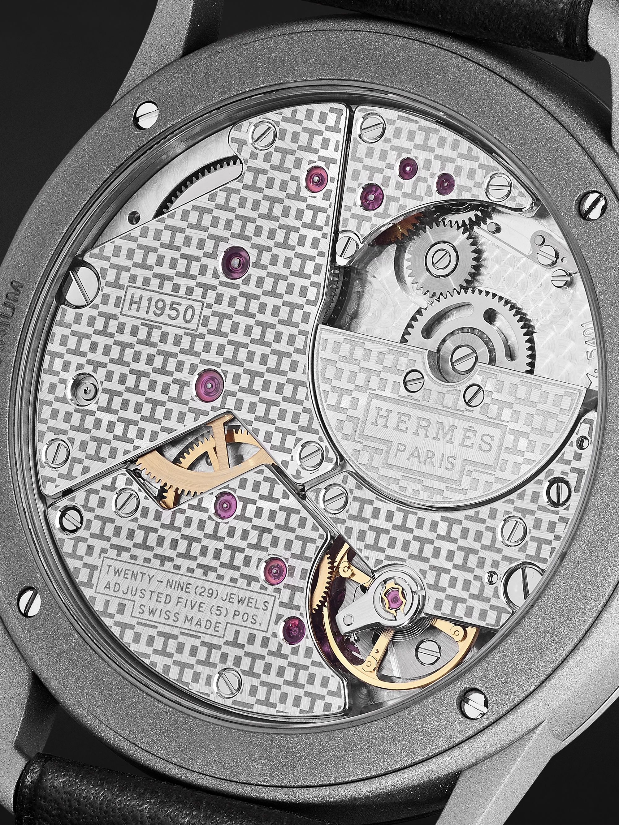 HERMÈS TIMEPIECES Slim d’Hermès Titane 39.5mm Titanium and Leather Watch, Ref. No. 052845WW00