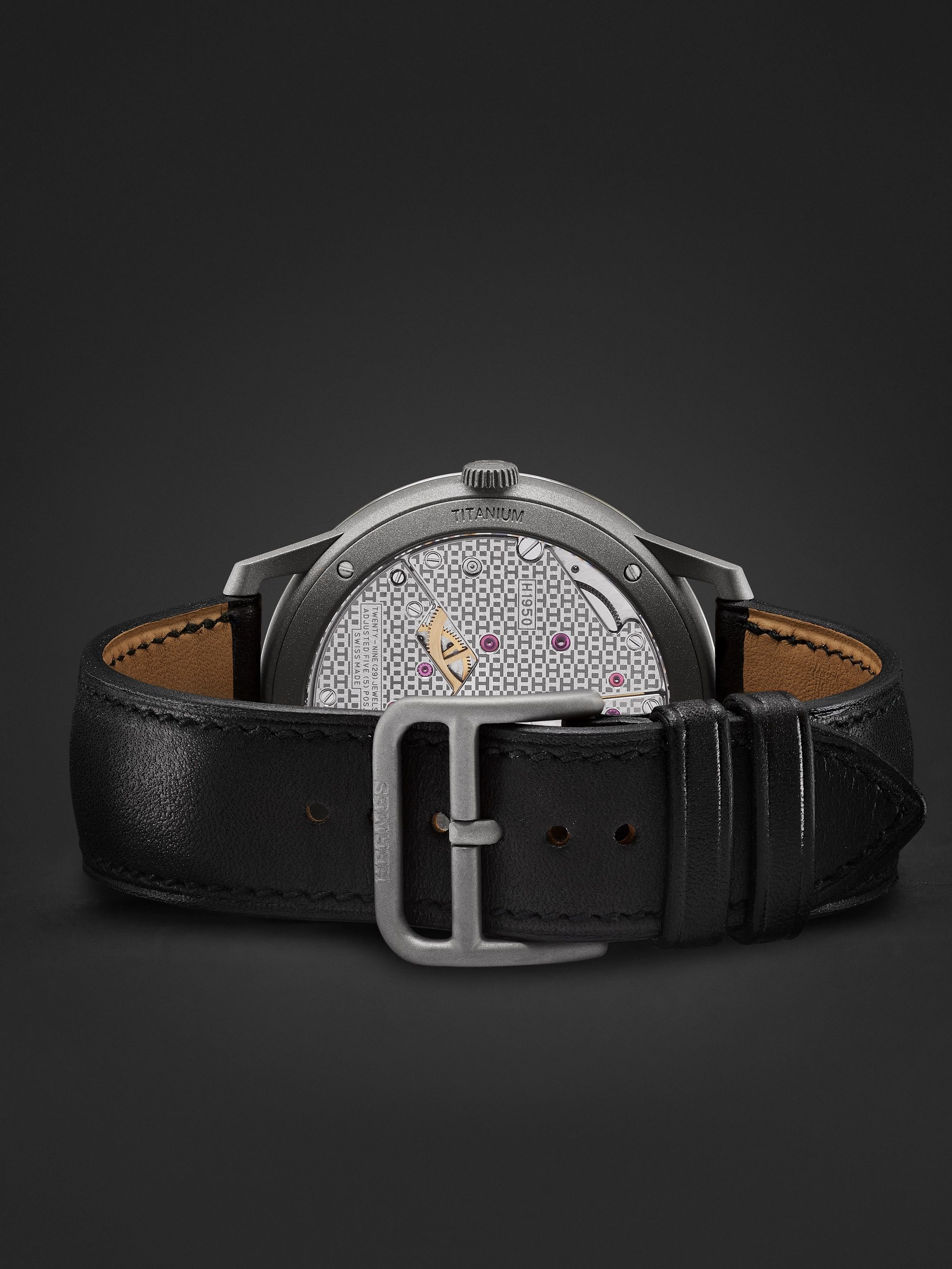 HERMÈS TIMEPIECES Slim d’Hermès Titane 39.5mm Titanium and Leather Watch, Ref. No. 052845WW00