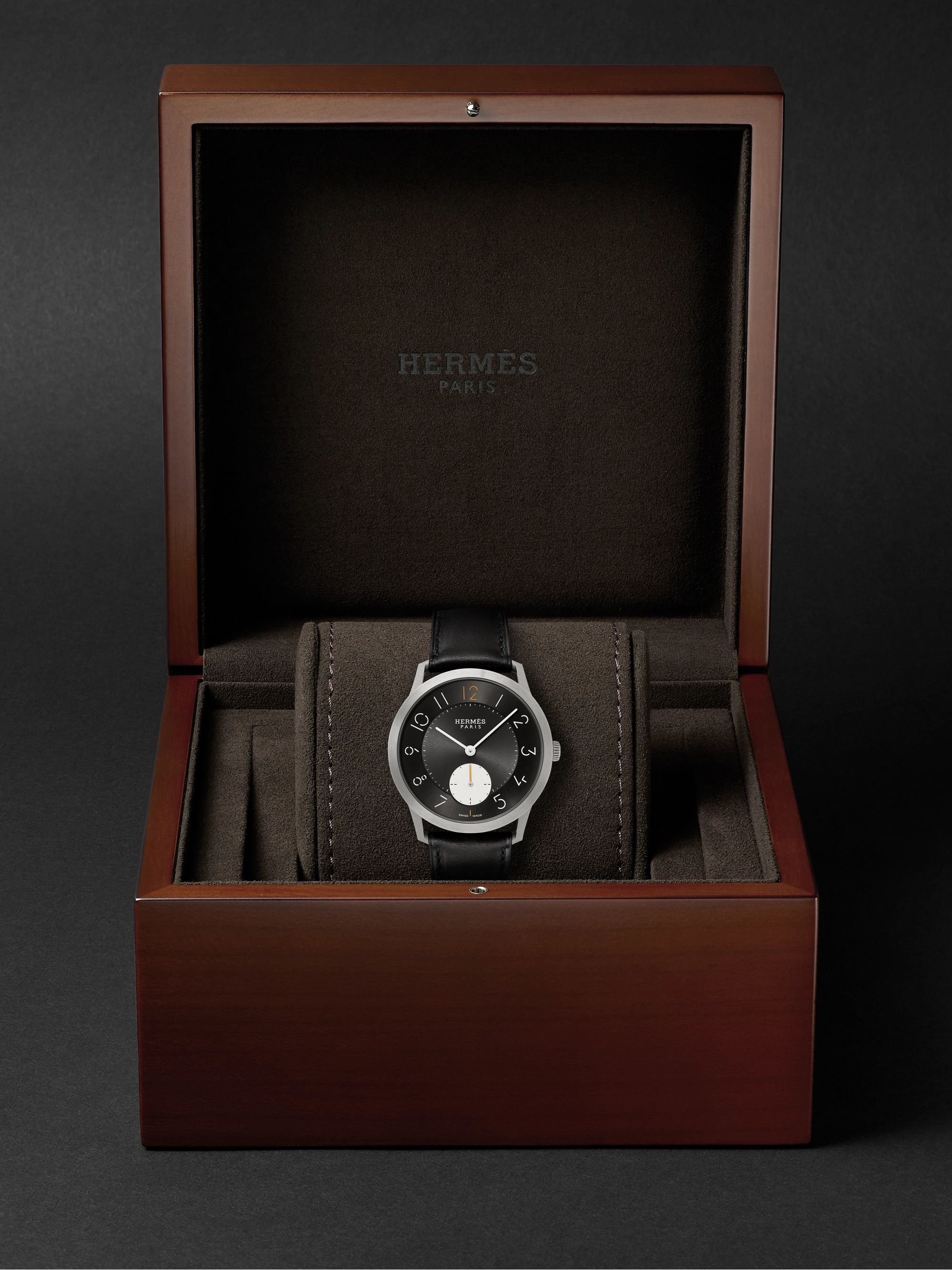 HERMÈS TIMEPIECES Slim d’Hermès Titane 39.5mm Titanium and Leather Watch, Ref. No. 052845WW00