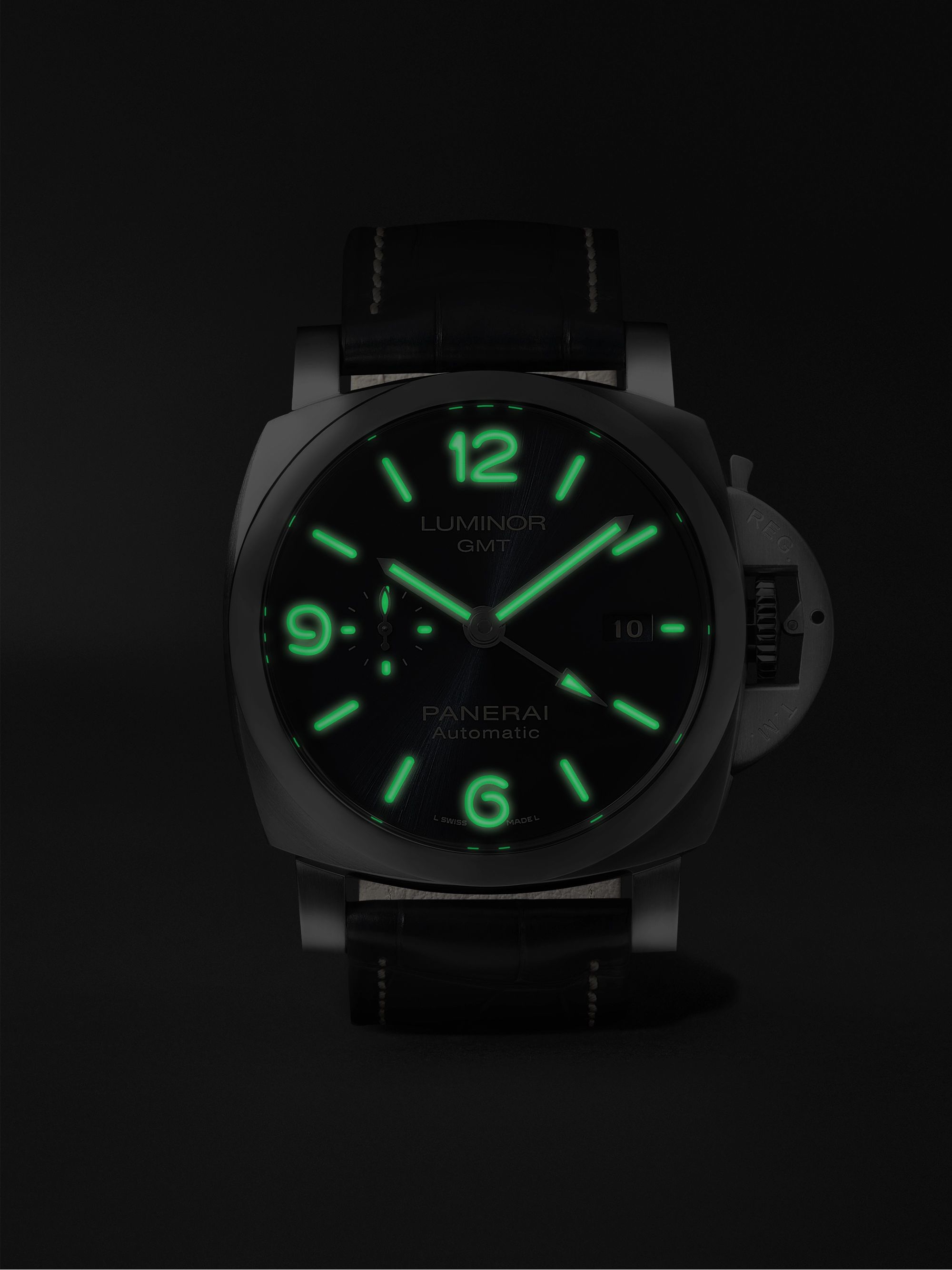 PANERAI Luminor GMT Automatic 44mm Stainless Steel and Alligator Watch, Ref. No. PAM01033