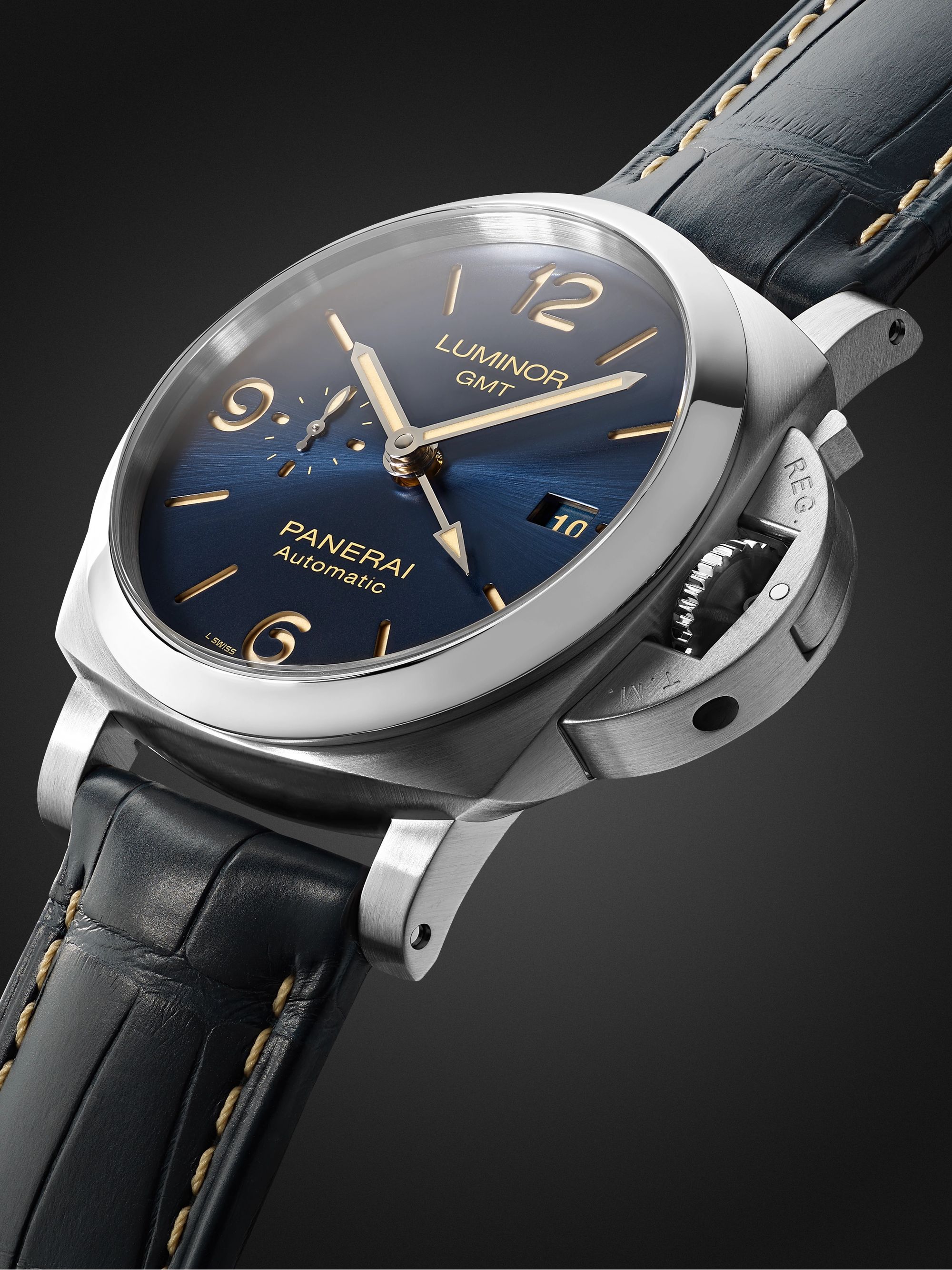 PANERAI Luminor GMT Automatic 44mm Stainless Steel and Alligator Watch, Ref. No. PAM01033