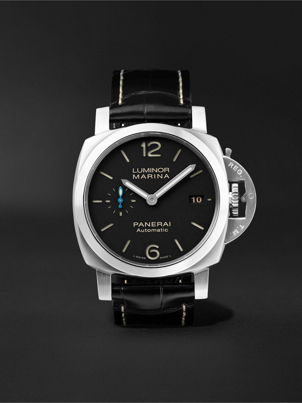 Panerai Luminor Marina 42mm Automatic Stainless Steel And Alligator Watch, Ref. No. Pam01392 In Black