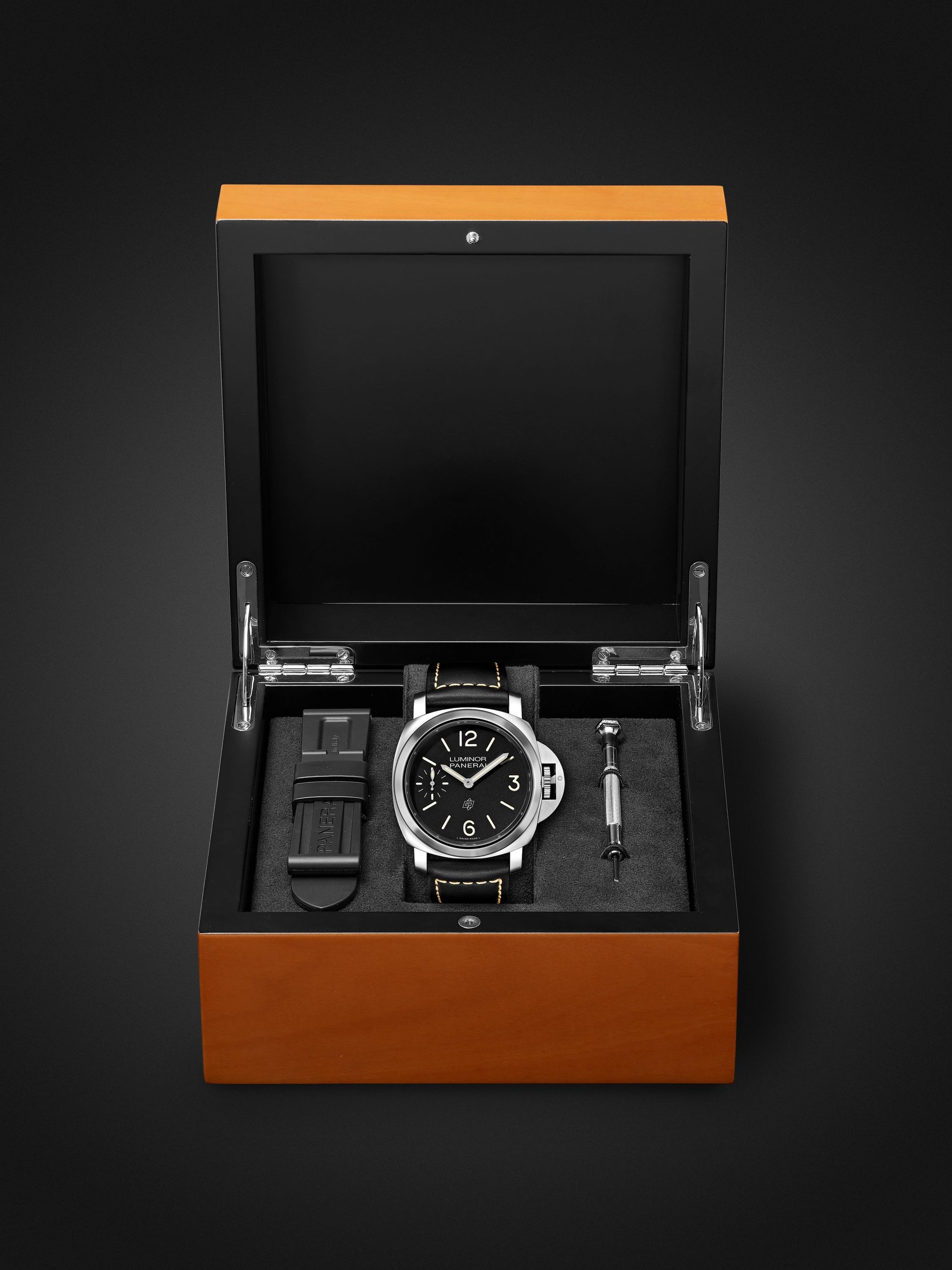 PANERAI Luminor Logo Hand-Wound 44mm Stainless Steel and Leather Watch, Ref. No. PAM01084