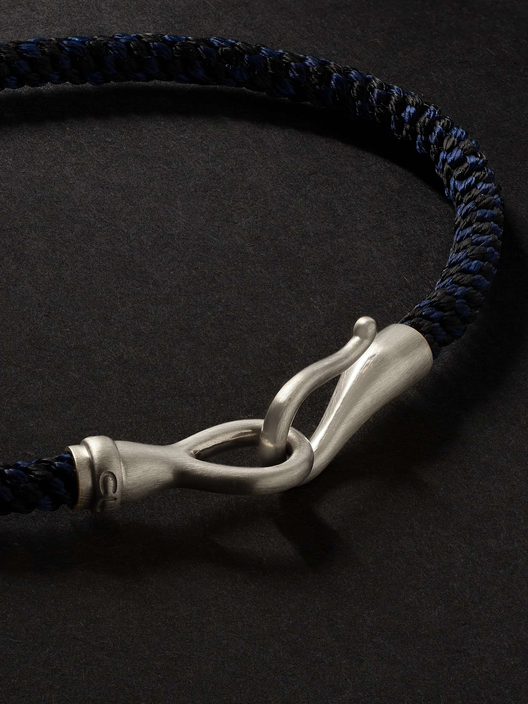 OLE LYNGGAARD COPENHAGEN Woven White Gold and Cord Bracelet