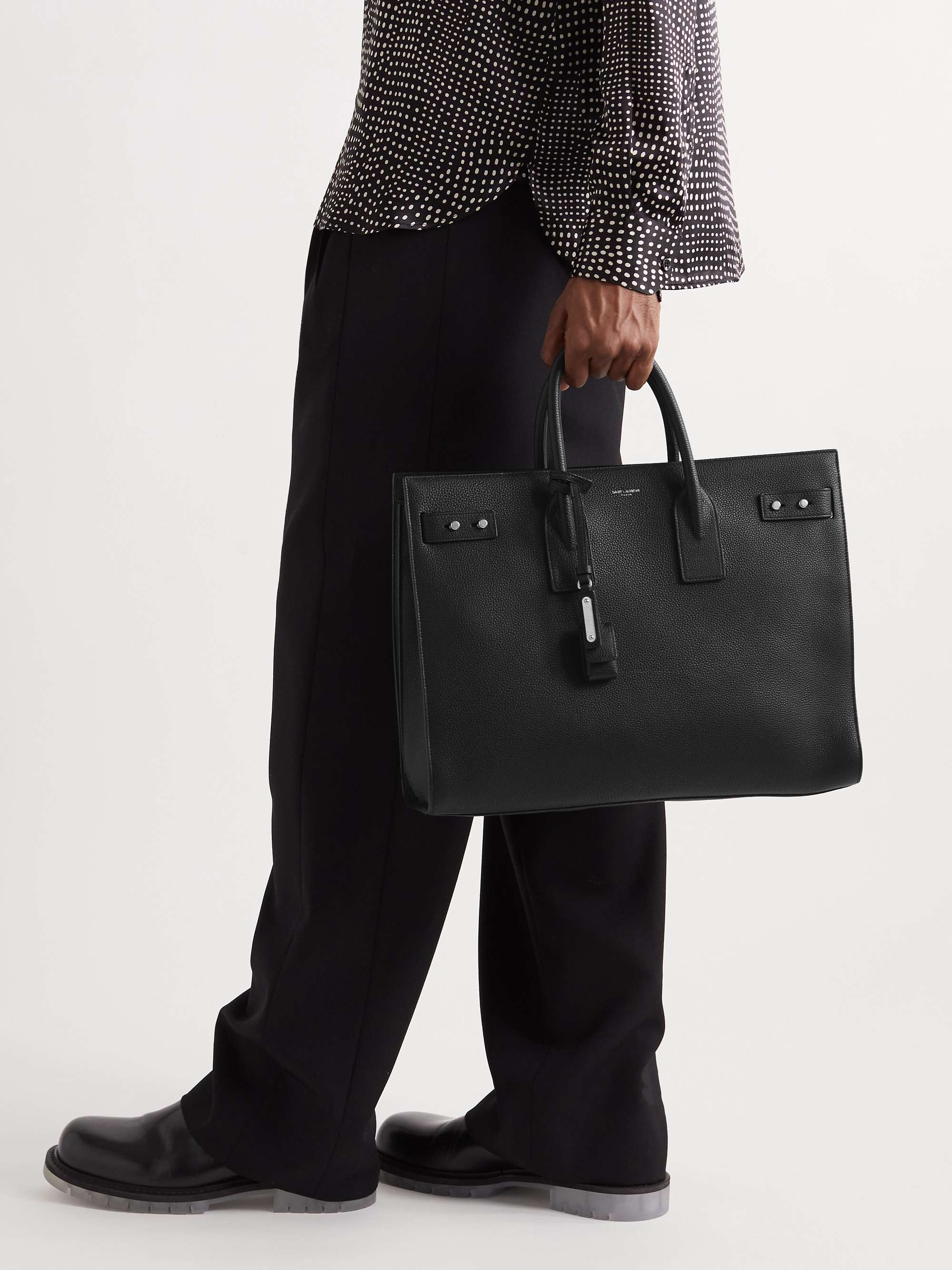 Mens Saint Laurent Black Crocodile Leather Tote Bag