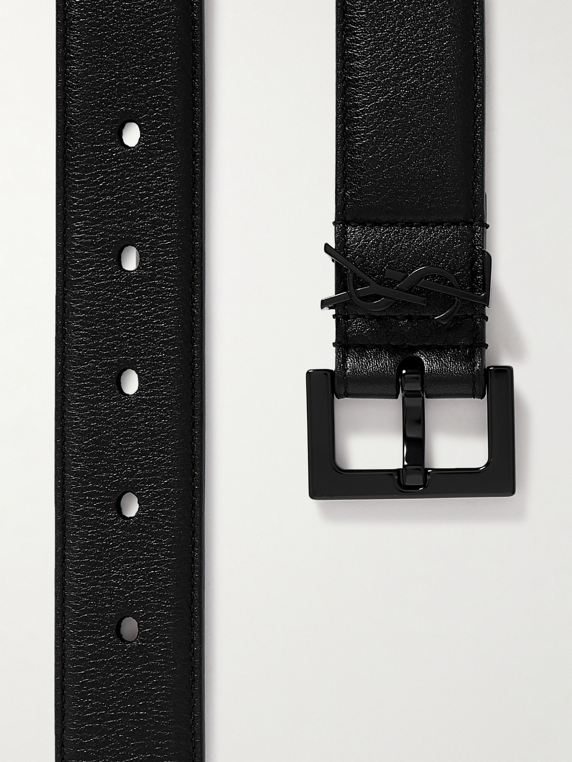 Saint Laurent 3cm Full-grain Leather Belt In Black
