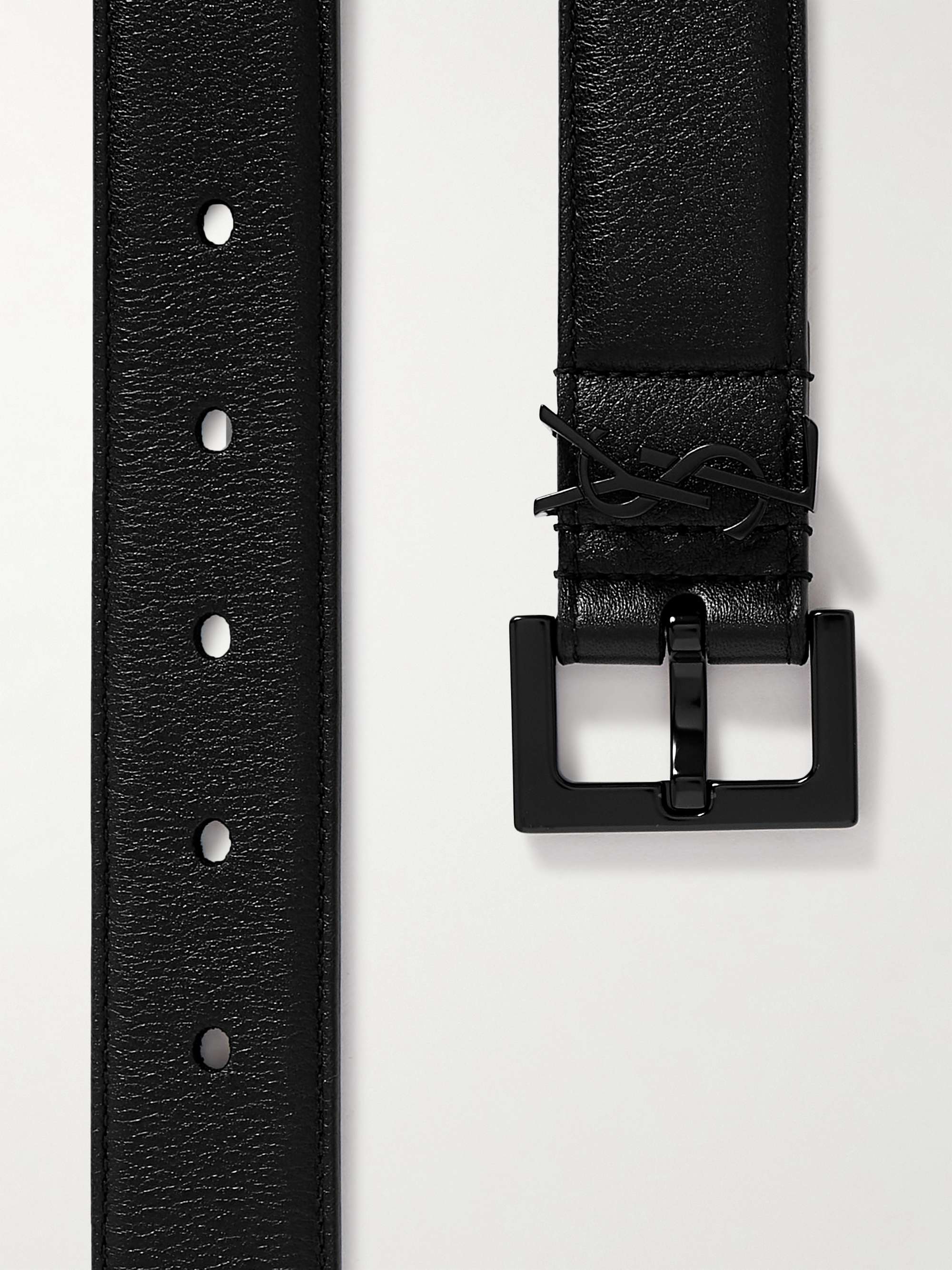 SAINT LAURENT 3cm Full-Grain Leather Belt