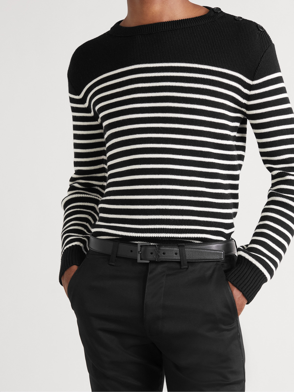 Saint Laurent 3cm Full-grain Leather Belt In Black