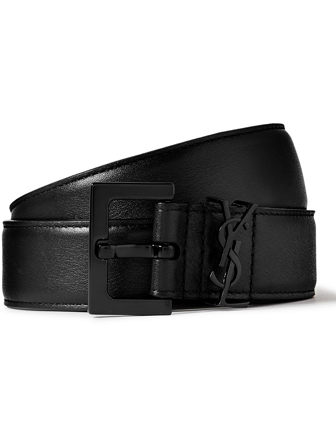SAINT LAURENT - 3cm Full-Grain Leather Belt - Men - Black - EU 85 for Men