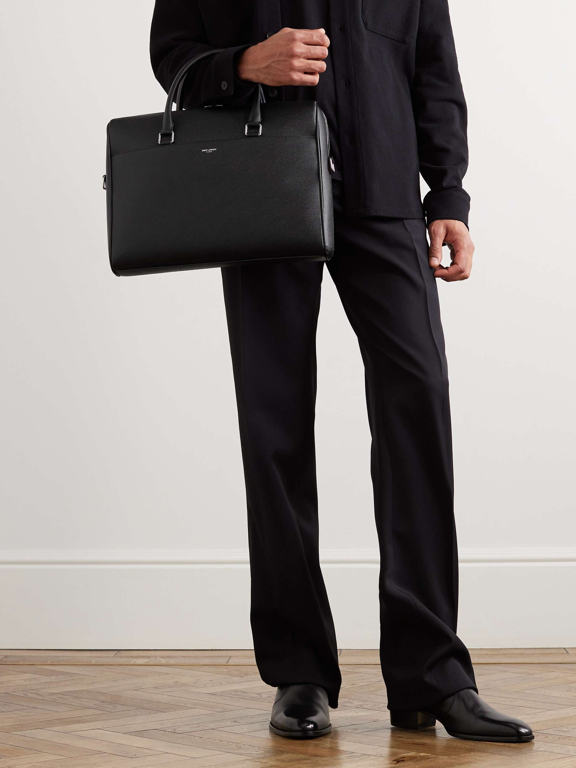 SAINT LAURENT Full-Grain Leather Briefcase for Men | MR PORTER