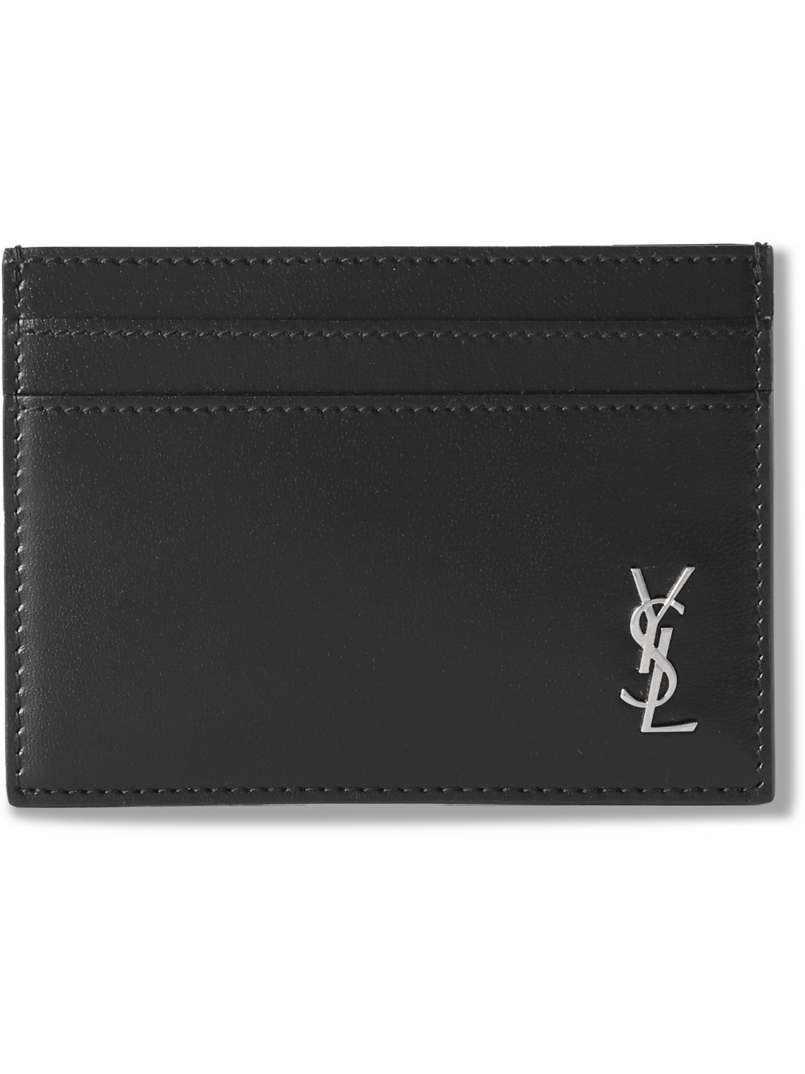 Saint Laurent Logo-appliquéd Leather Cardholder In Black