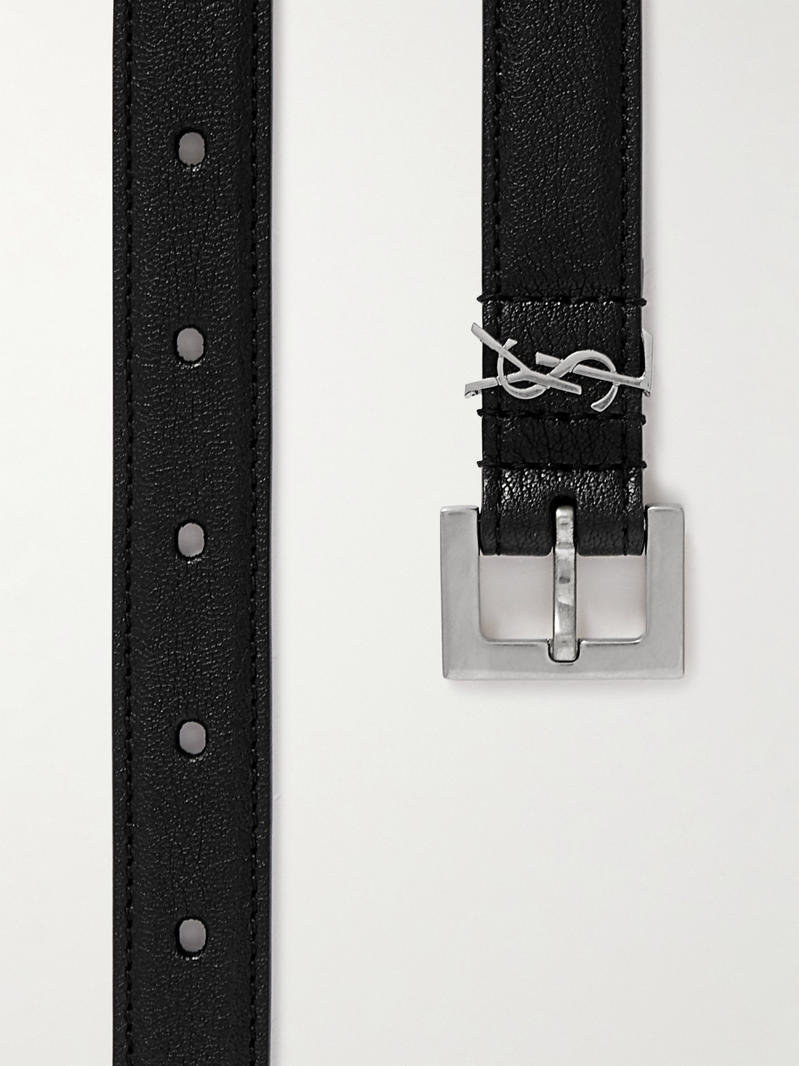Shop Saint Laurent 2cm Full-grain Leather Belt In Black