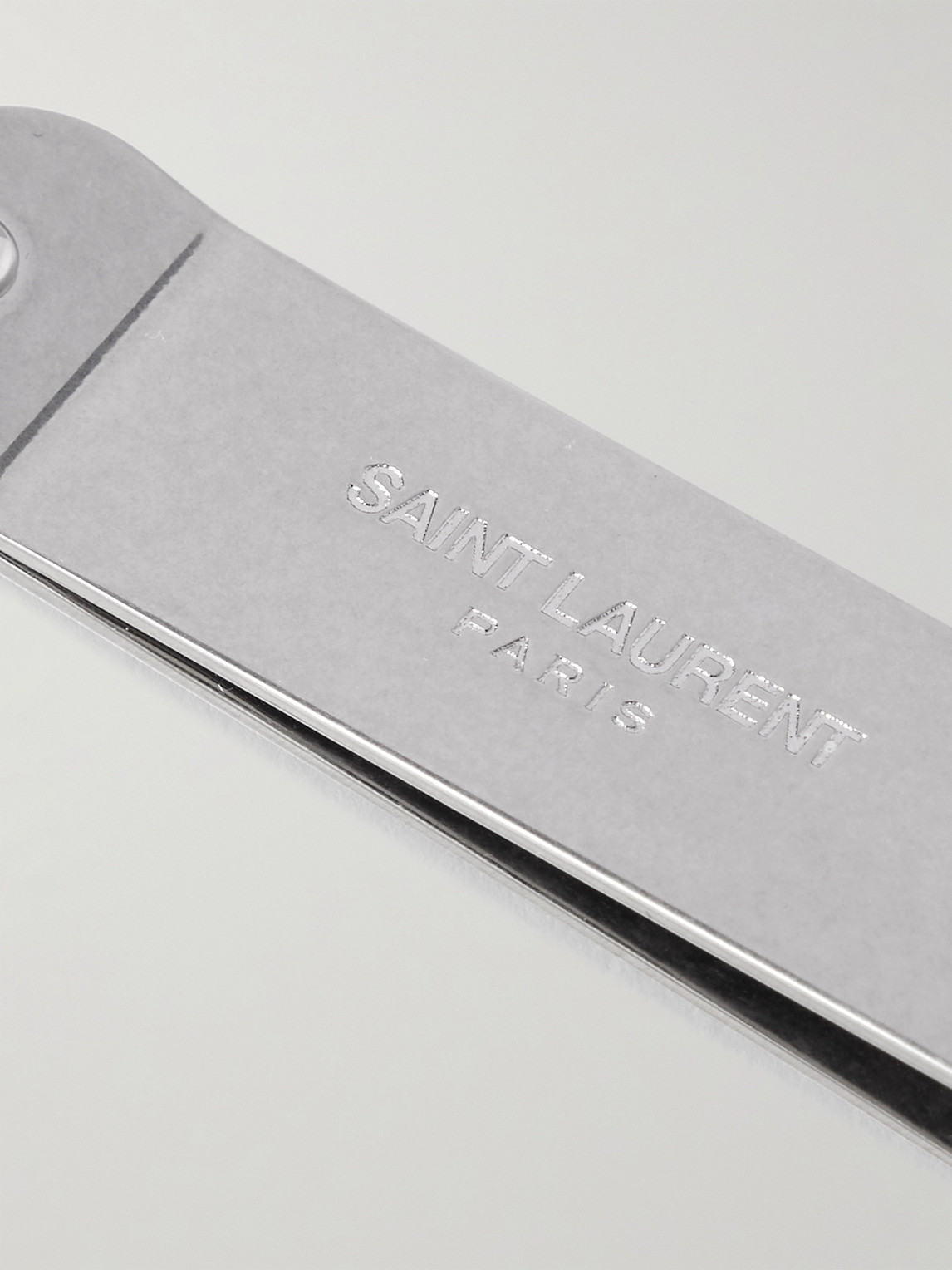 Shop Saint Laurent Logo-engraved Silver-tone Money Clip