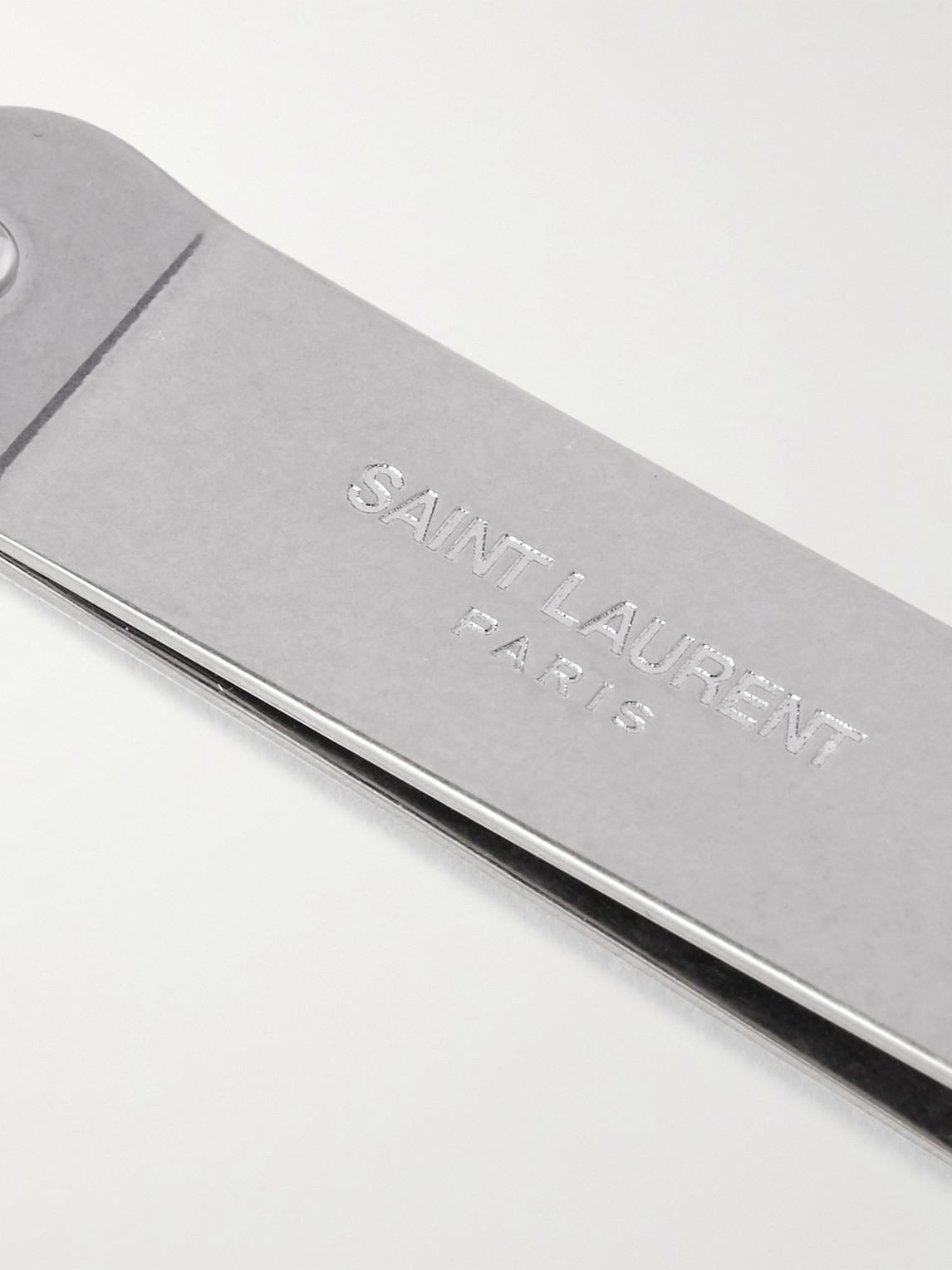 Shop Saint Laurent Logo-engraved Silver-tone Money Clip