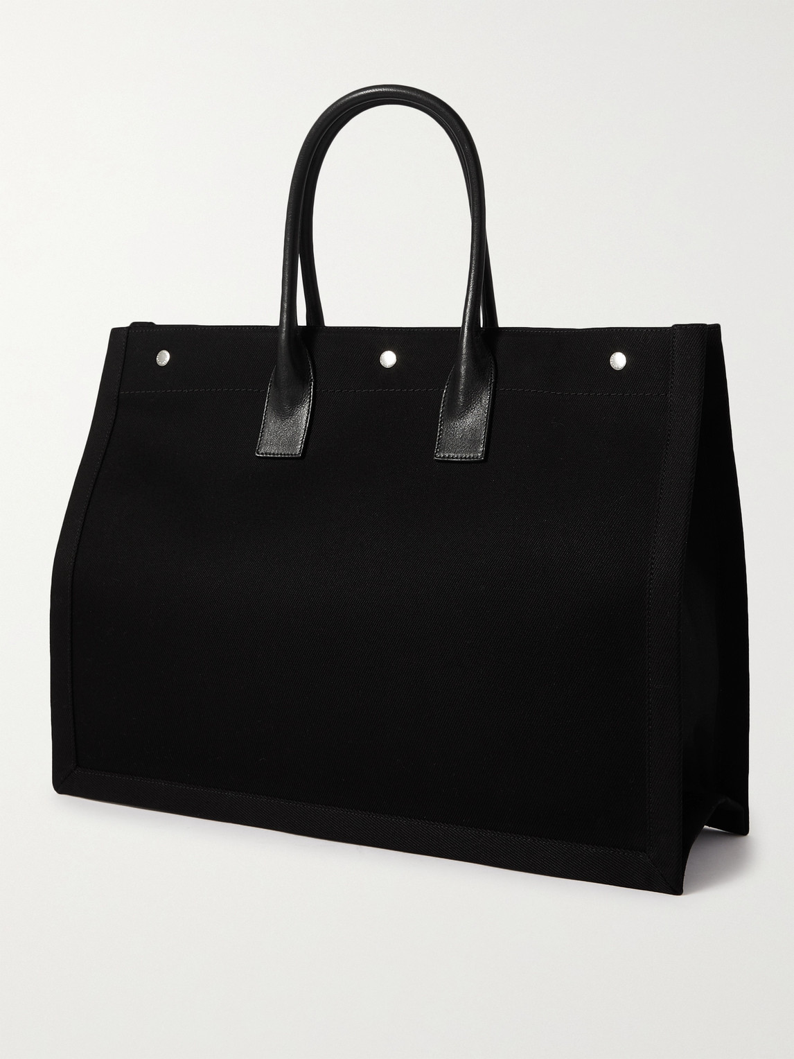 Shop Saint Laurent Noe Leather-trimmed Logo-print Canvas Tote Bag In Black