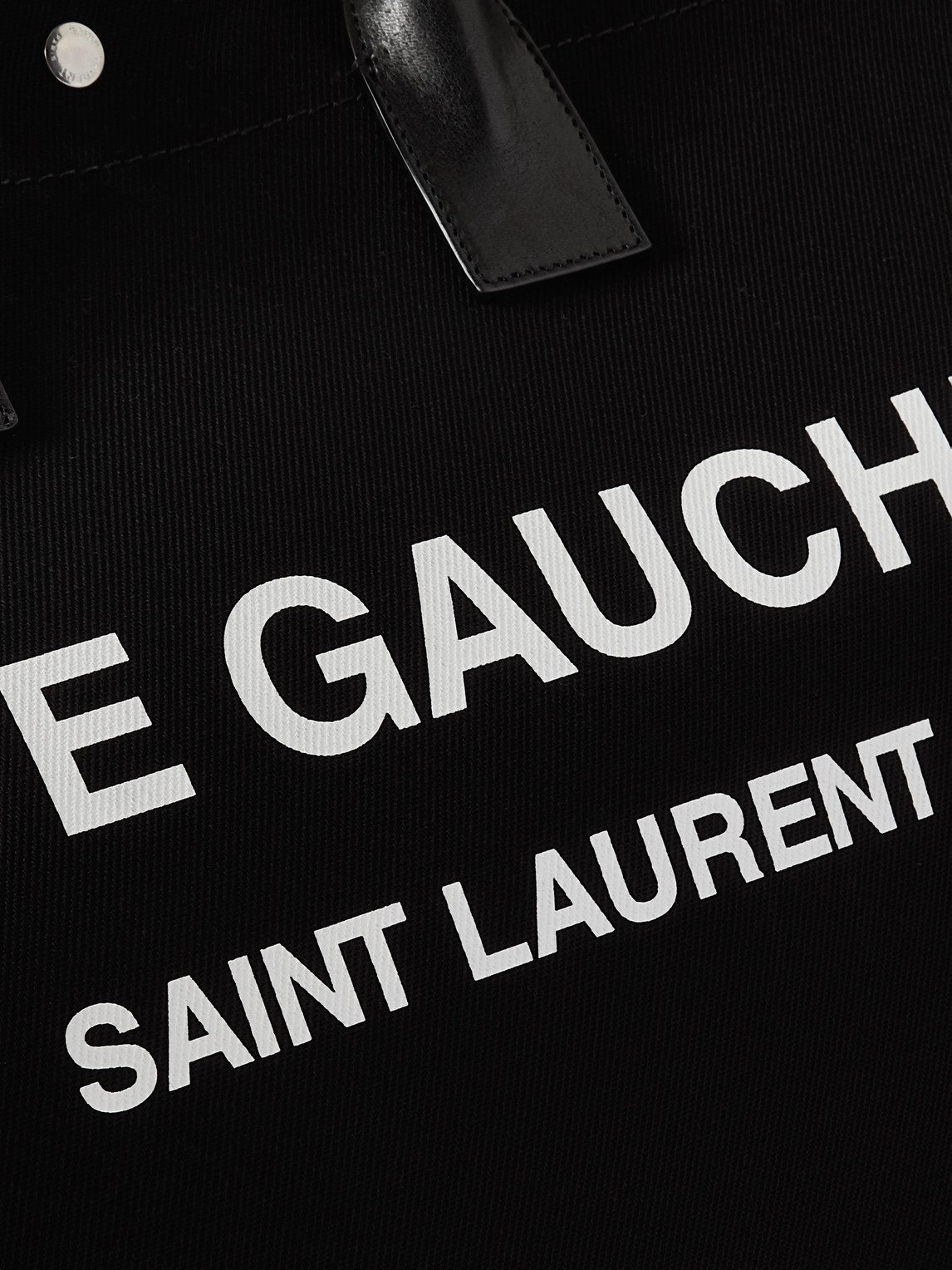 Shop Saint Laurent Noe Leather-trimmed Logo-print Canvas Tote Bag In Black