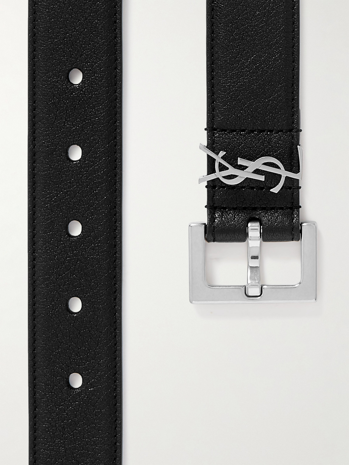 Shop Saint Laurent 3cm Full-grain Leather Belt In Black