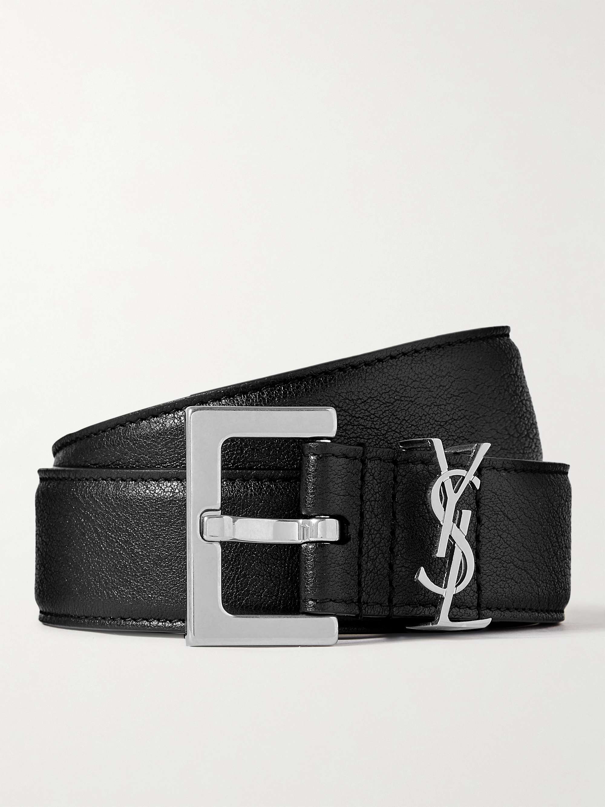 YSL Yves Saint Laurent Men's Leather Black Belt Size 34 
