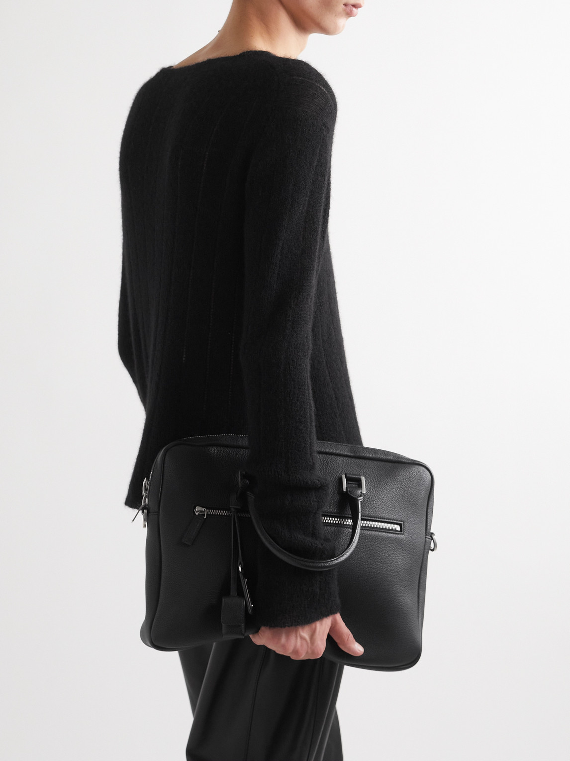 Shop Saint Laurent Sac De Jour Full-grain Leather Briefcase In Black