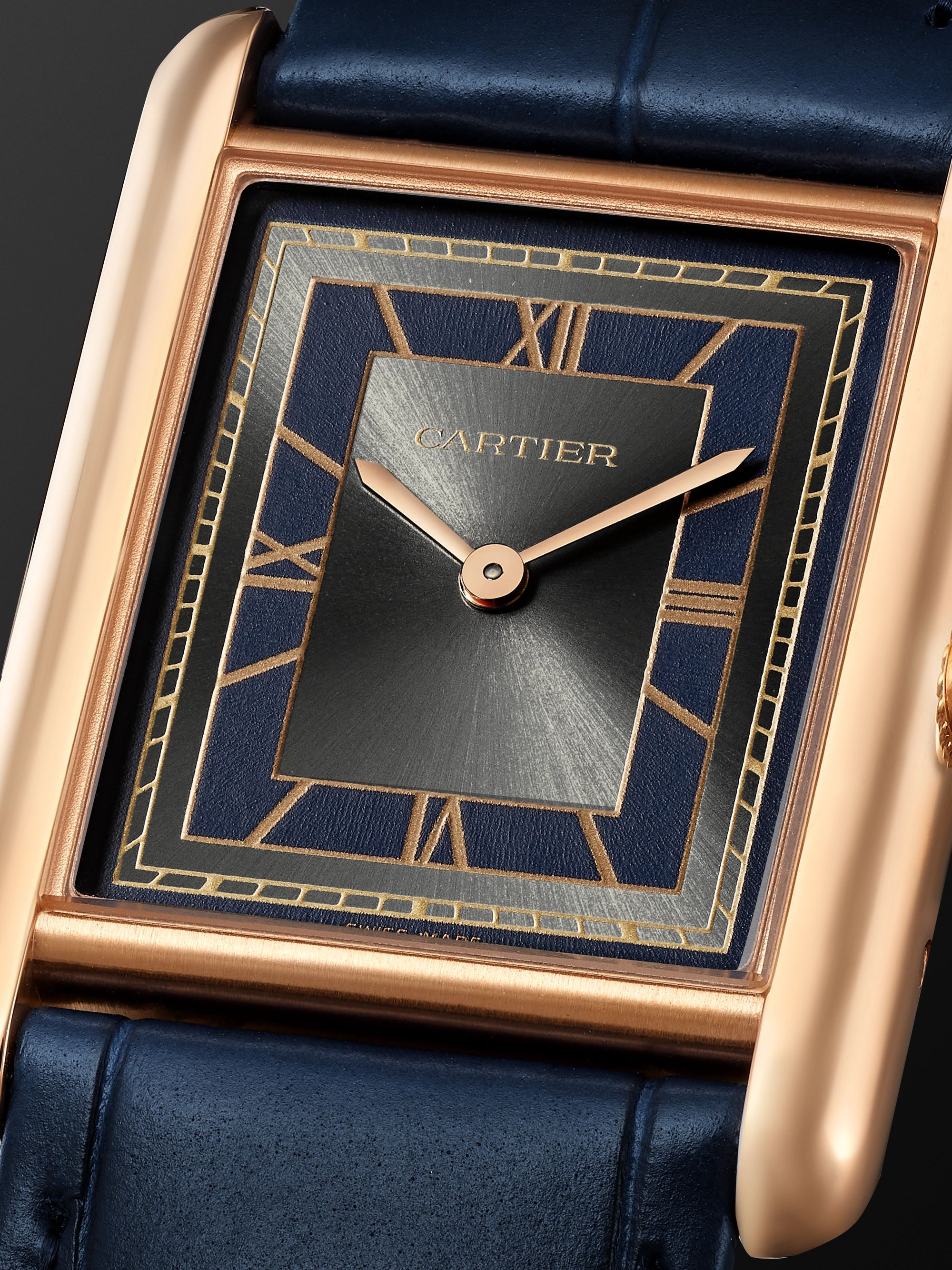 CARTIER Tank Louis Hand-Wound 33.7mm 18-Karat Pink Gold and Alligator Watch, Ref. No. WGTA0058
