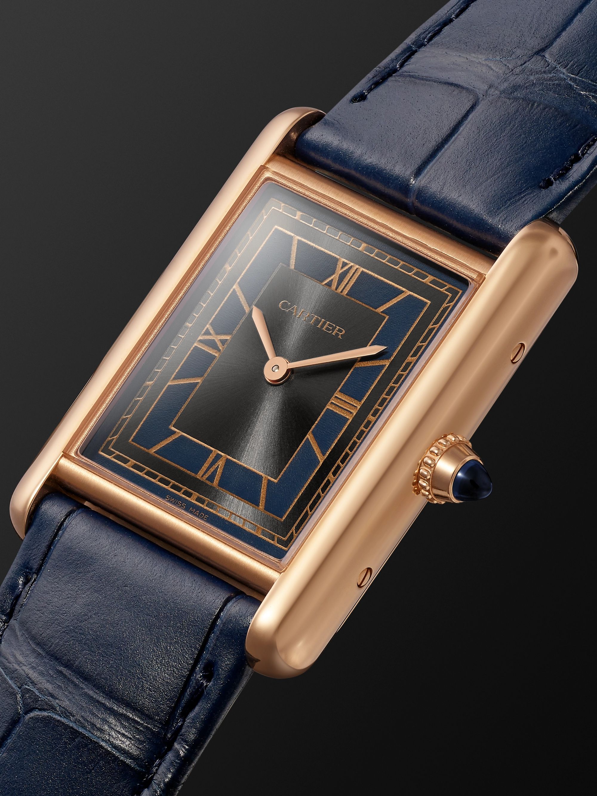 CARTIER Tank Louis Hand-Wound 33.7mm 18-Karat Pink Gold and Alligator Watch, Ref. No. WGTA0058