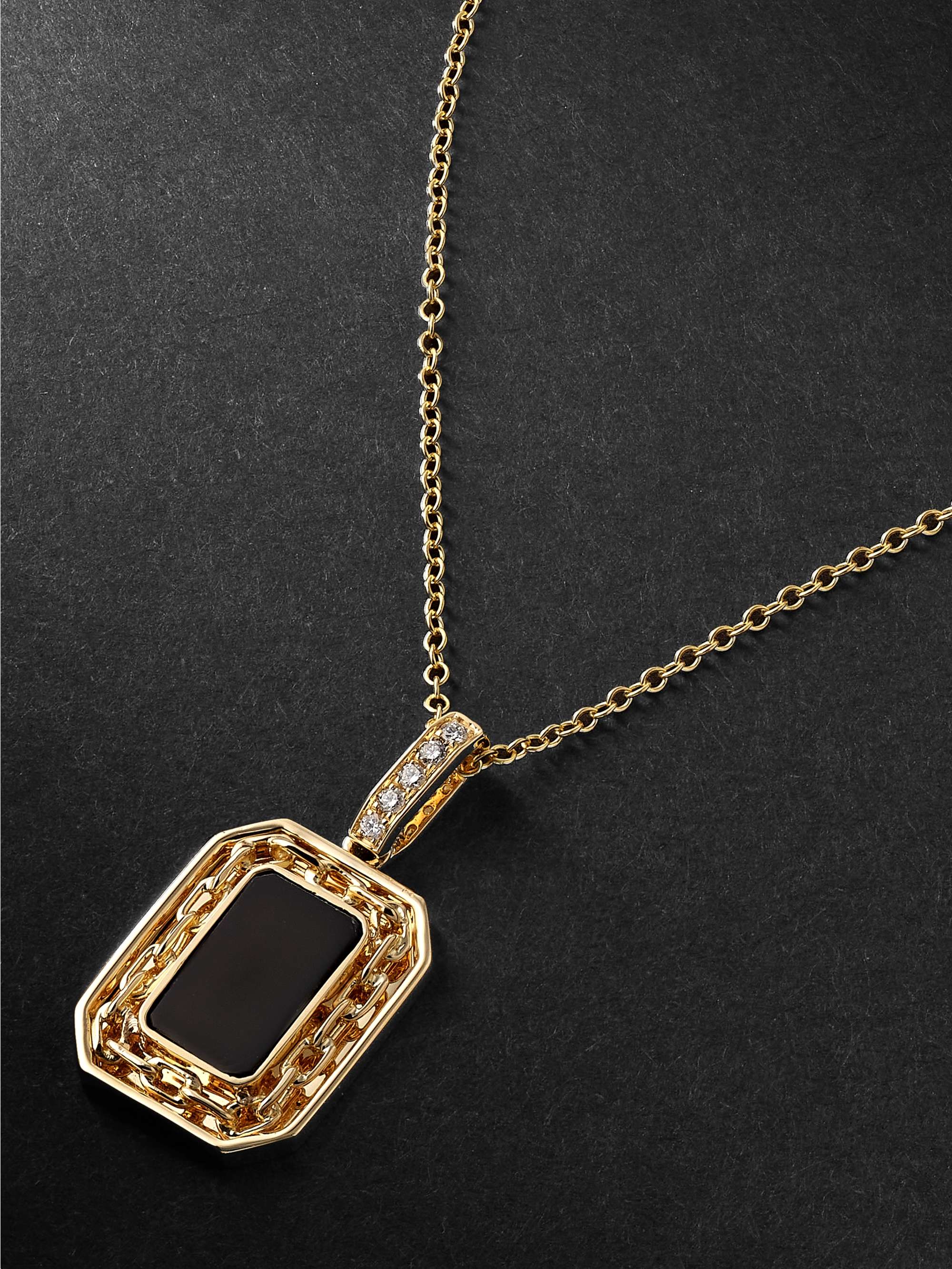 SHAY Gold, Diamond and Onyx Pendant Necklace