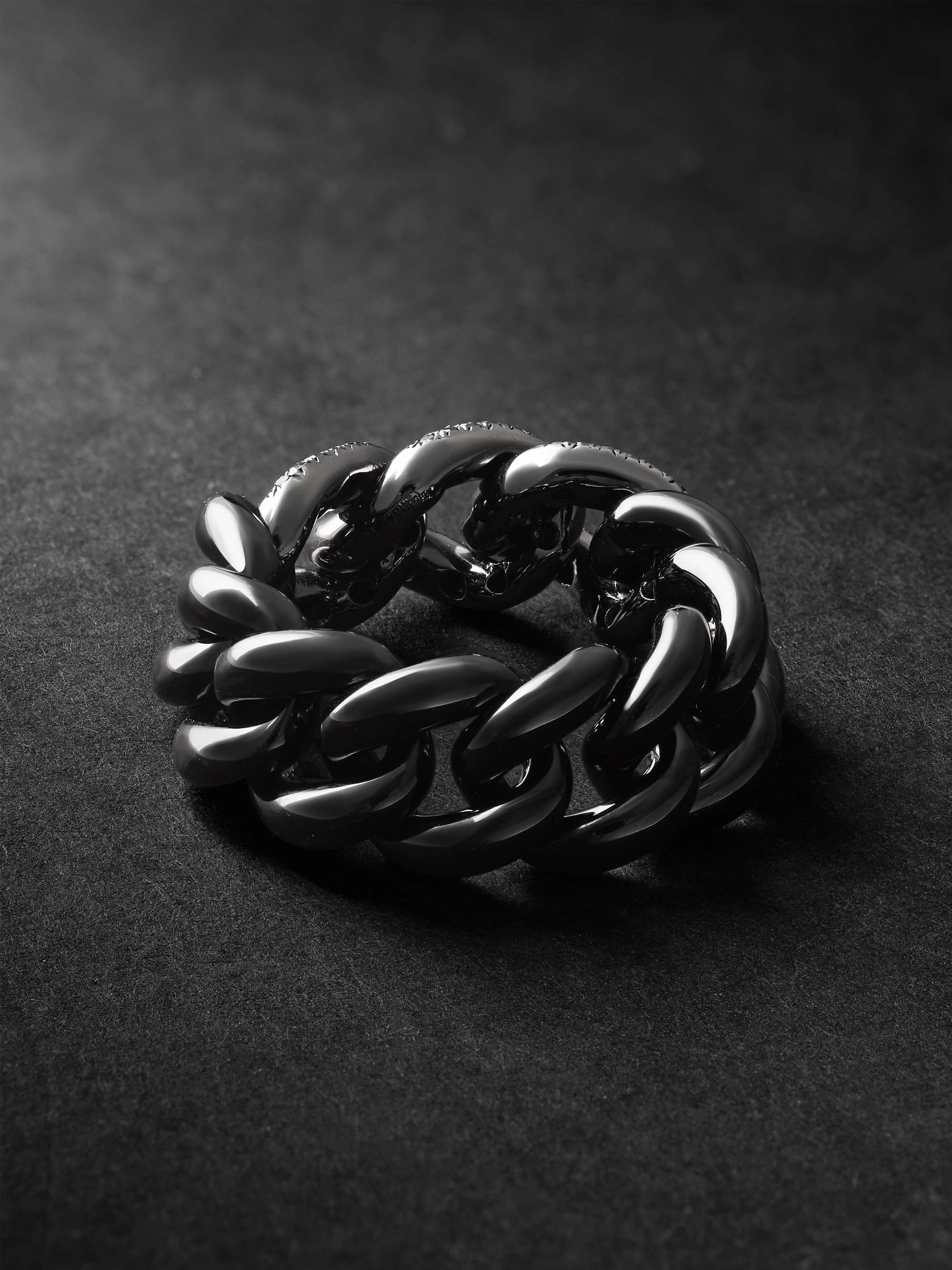SHAY Link Blackened Gold, Ceramic and Diamond Ring
