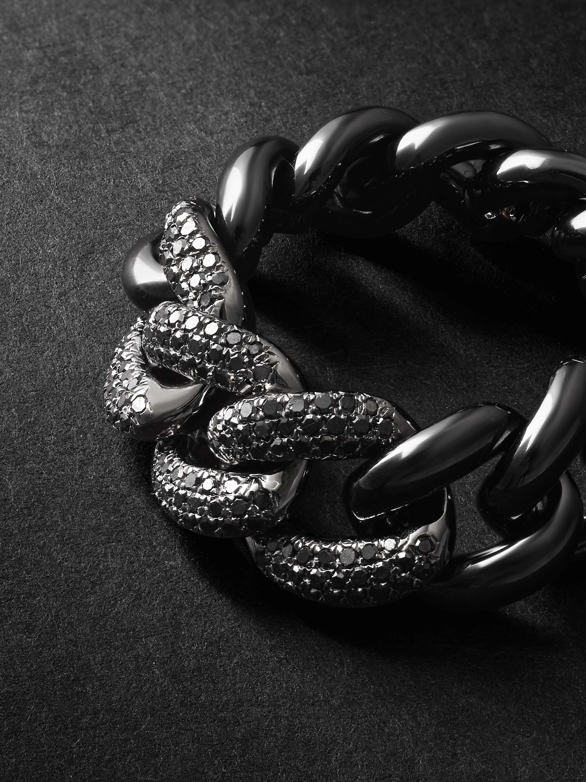 SHAY Link Blackened Gold, Ceramic and Diamond Ring