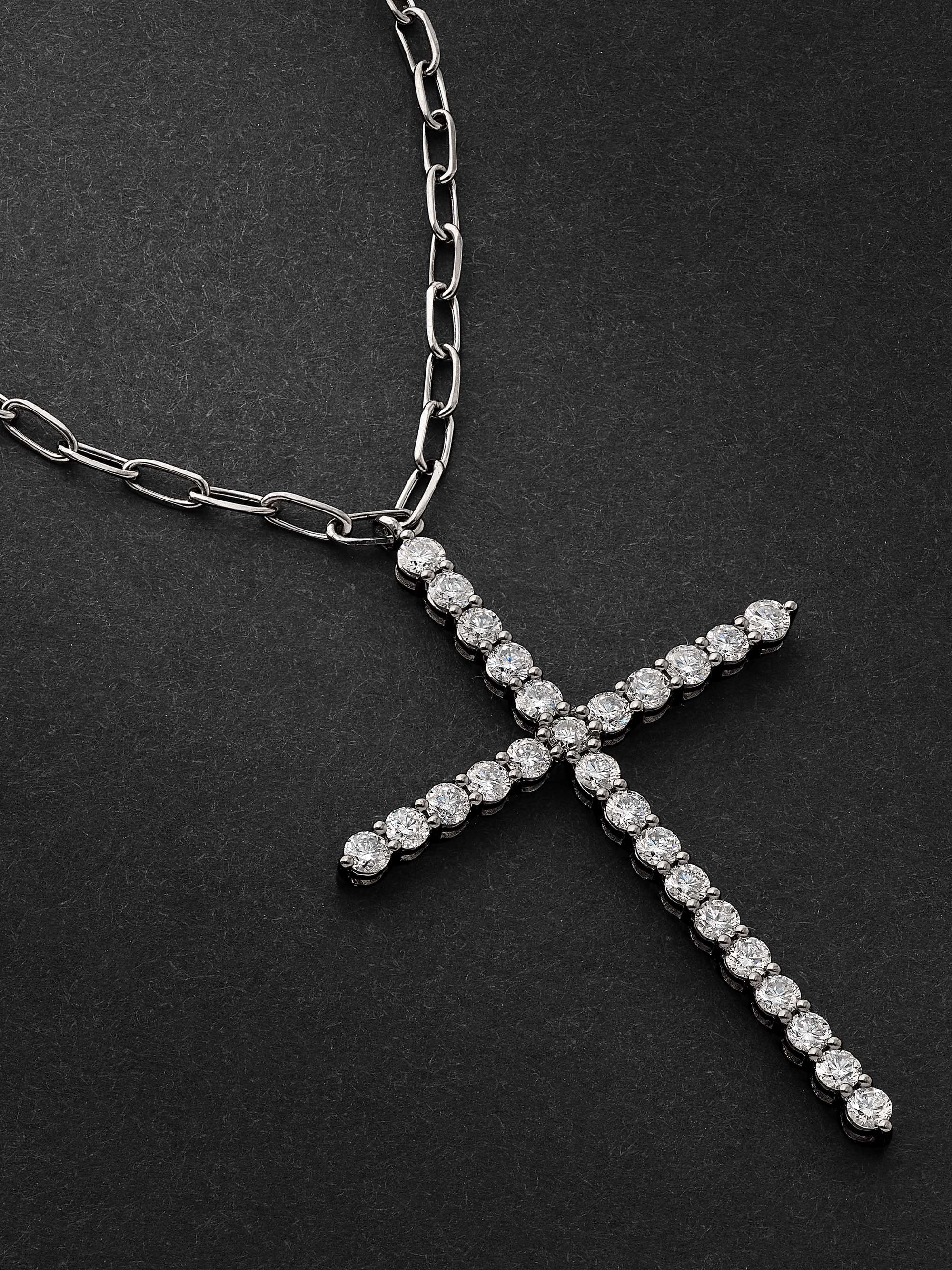 SHAY White Gold Diamond Cross Necklace