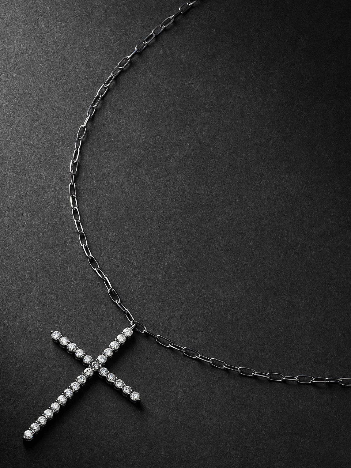 Shay Black Gold Diamond Cross Necklace In Silver