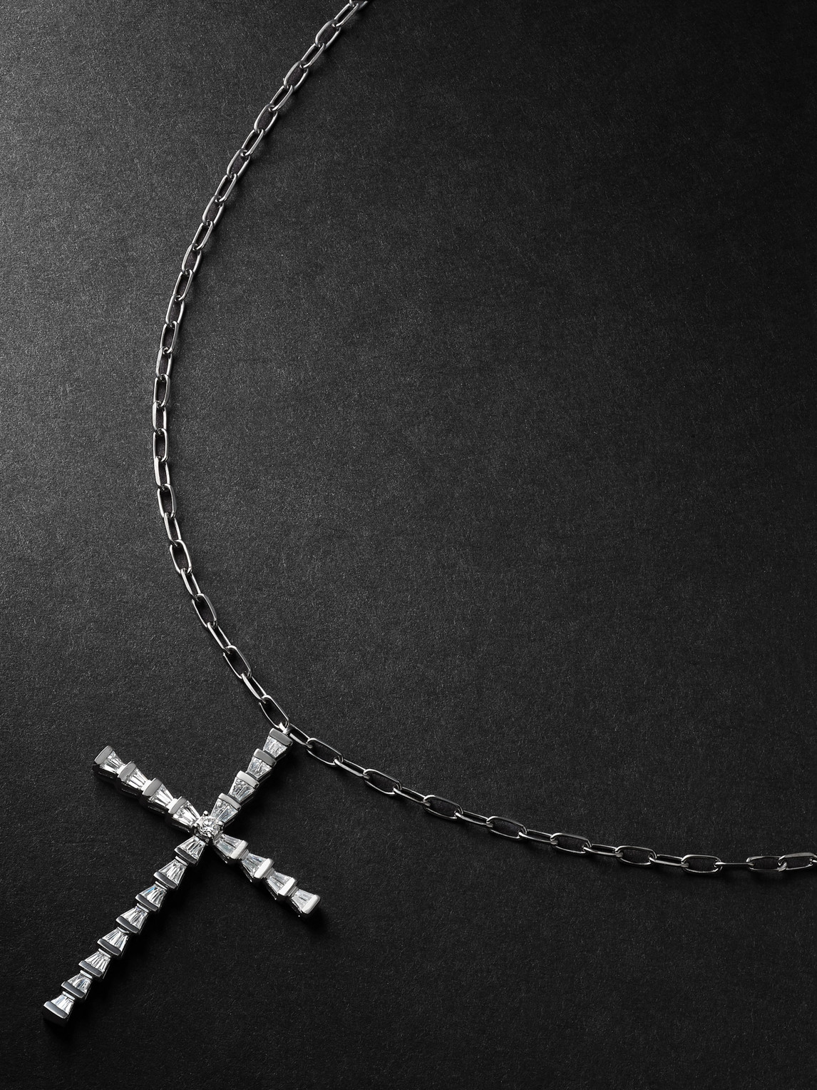Shay White Gold Diamond Cross Necklace In Silver