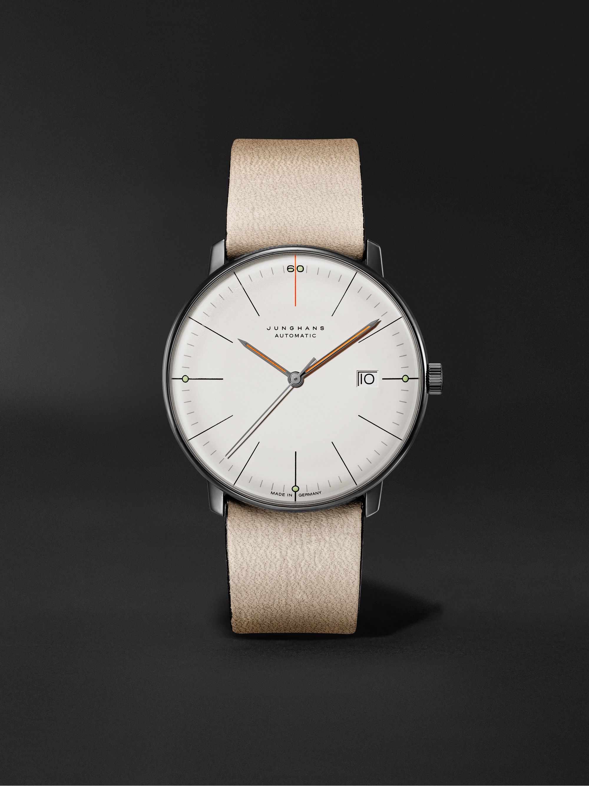 JUNGHANS Max Bill Edition Set 60 Automatic 38mm Stainless Steel and Textured-Leather Watch Set, Ref. No. 27/4109.00