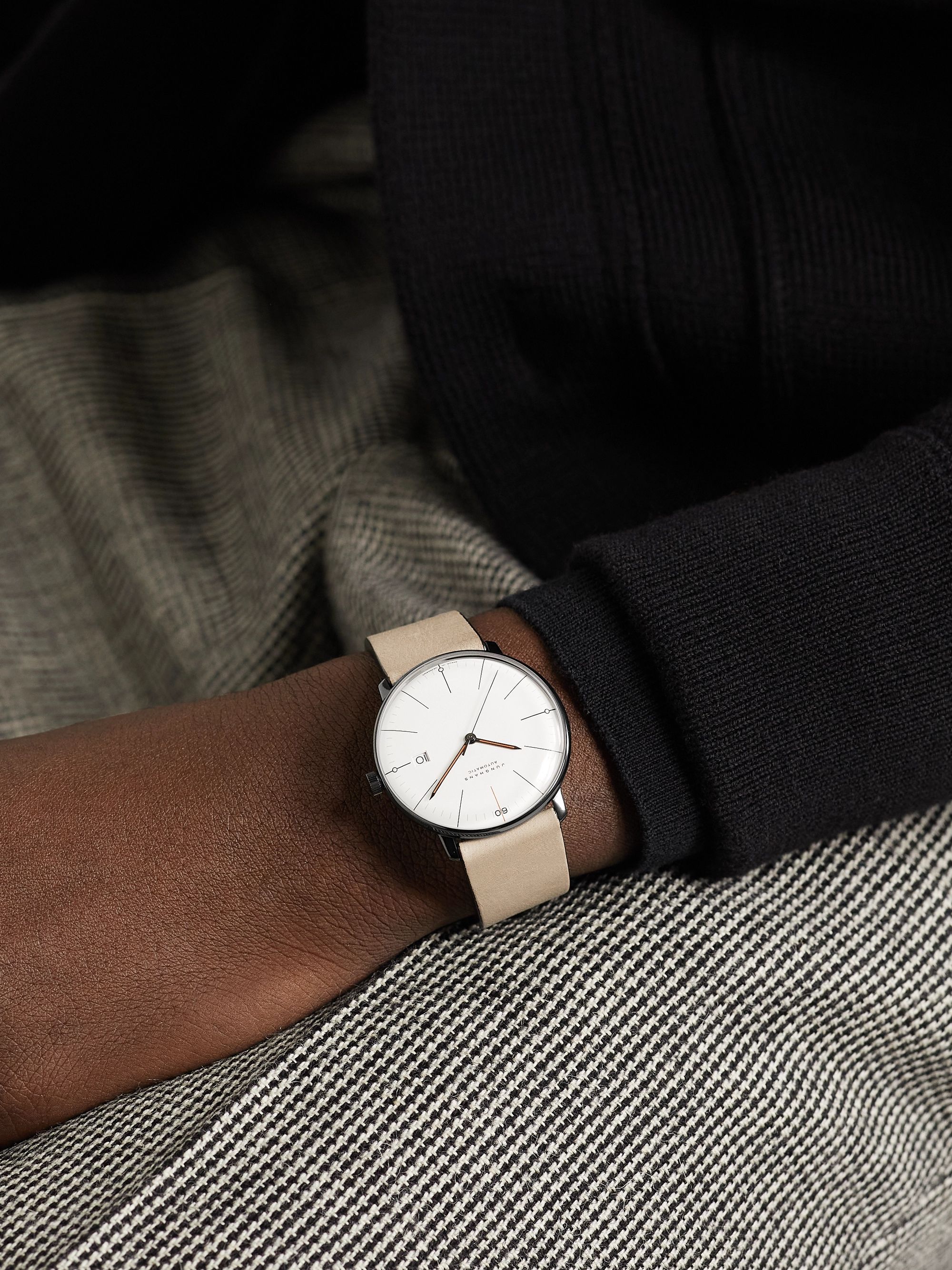 JUNGHANS Max Bill Edition Set 60 Automatic 38mm Stainless Steel and Textured-Leather Watch Set, Ref. No. 27/4109.00