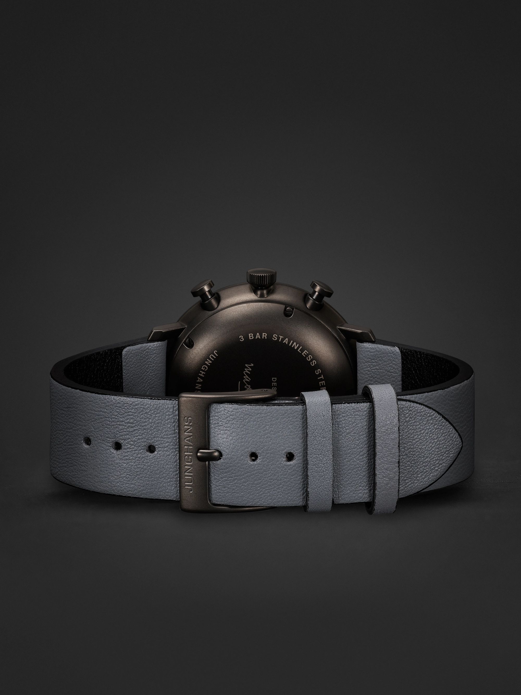JUNGHANS Max Bill Chronoscope Automatic 40mm Stainless Steel and Leather Watch, Ref. No. 027/4008.05