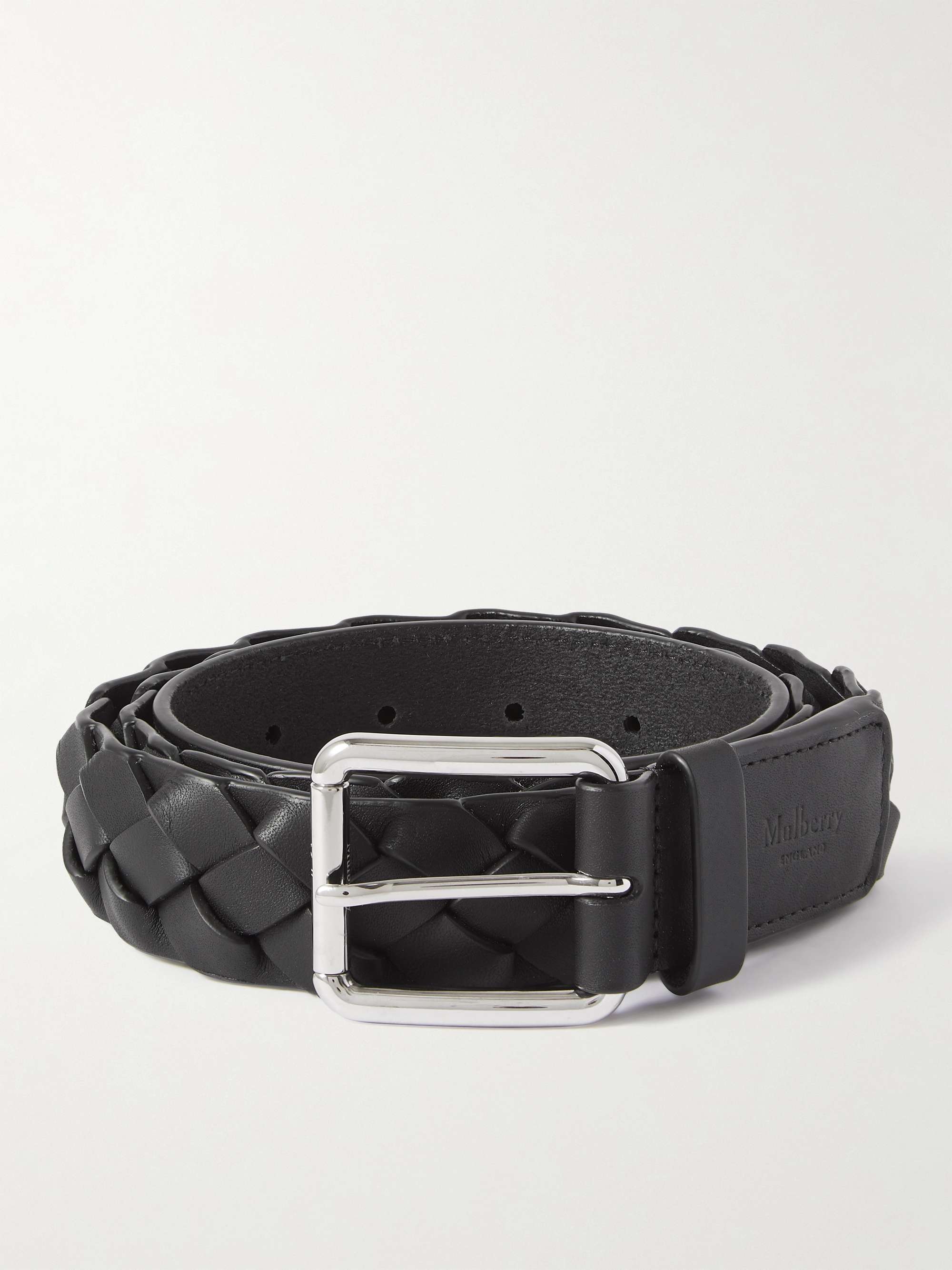 Mulberry 4cm Braided Leather Belt - Men - Black Belts