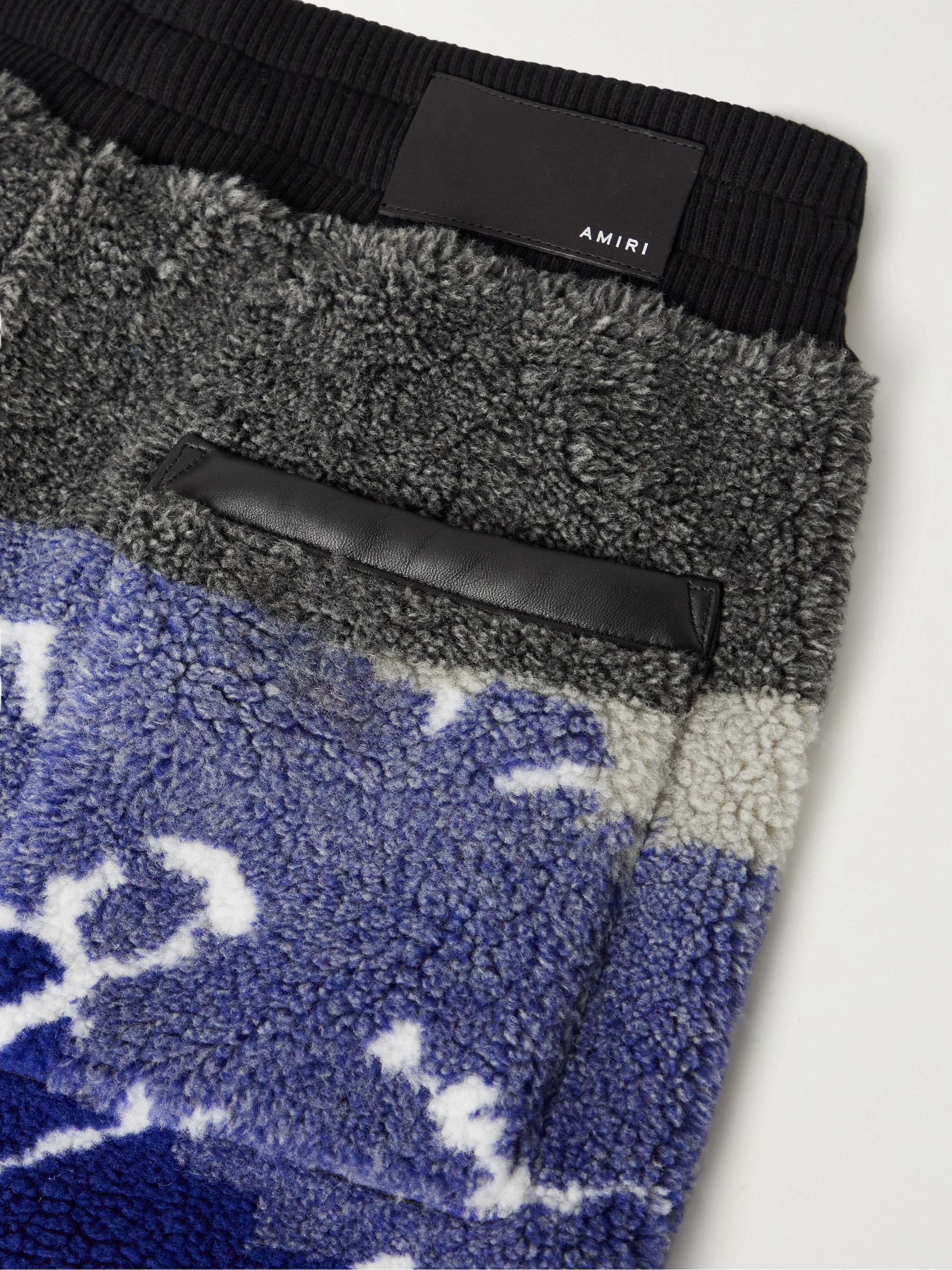 AMIRI Tapered Leather-Trimmed Tie-Dyed Fleece Sweatpants
