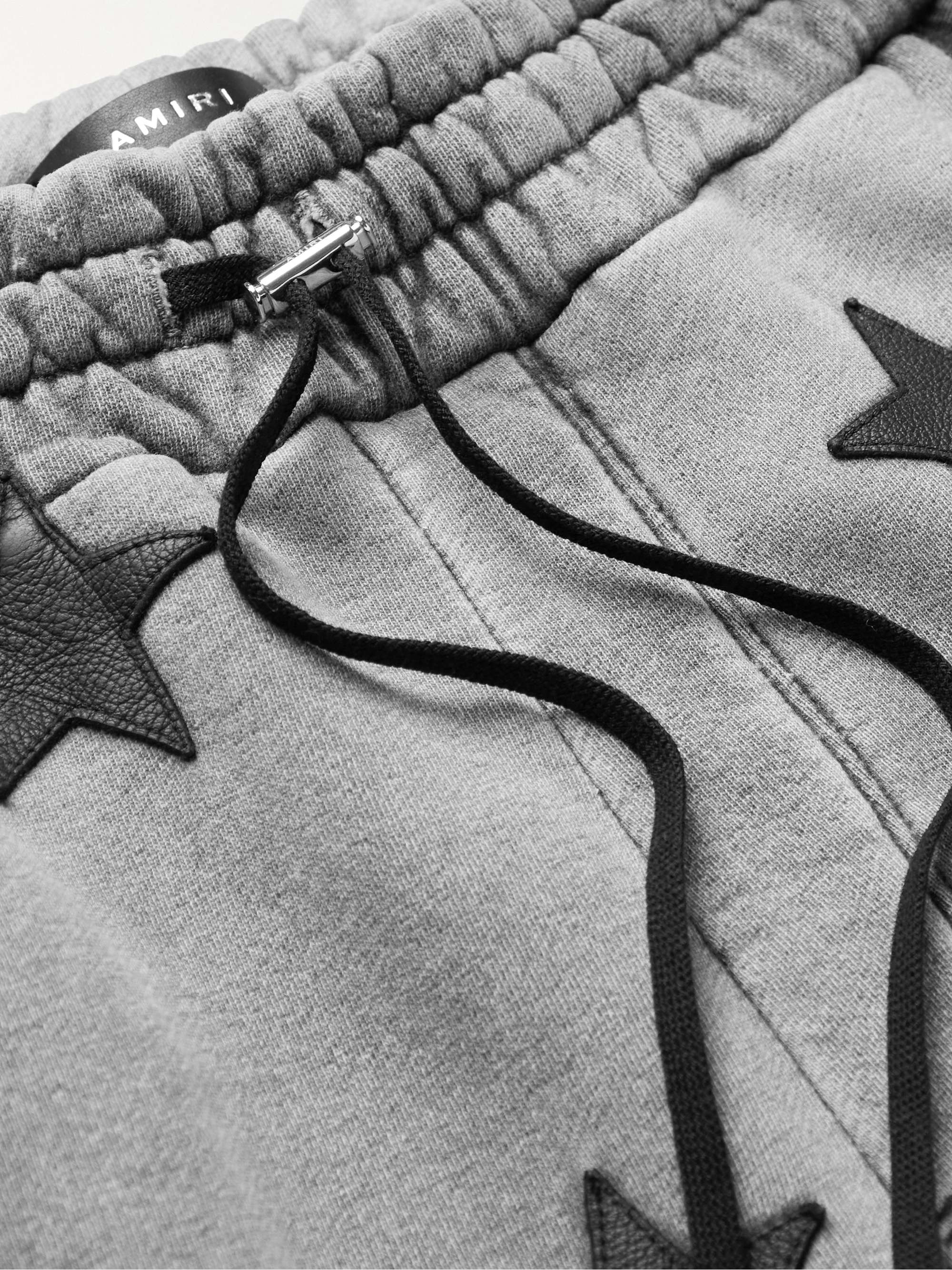 AMIRI + Chemist Tapered Leather-Appliquéd Supima Cotton-Jersey Sweatpants