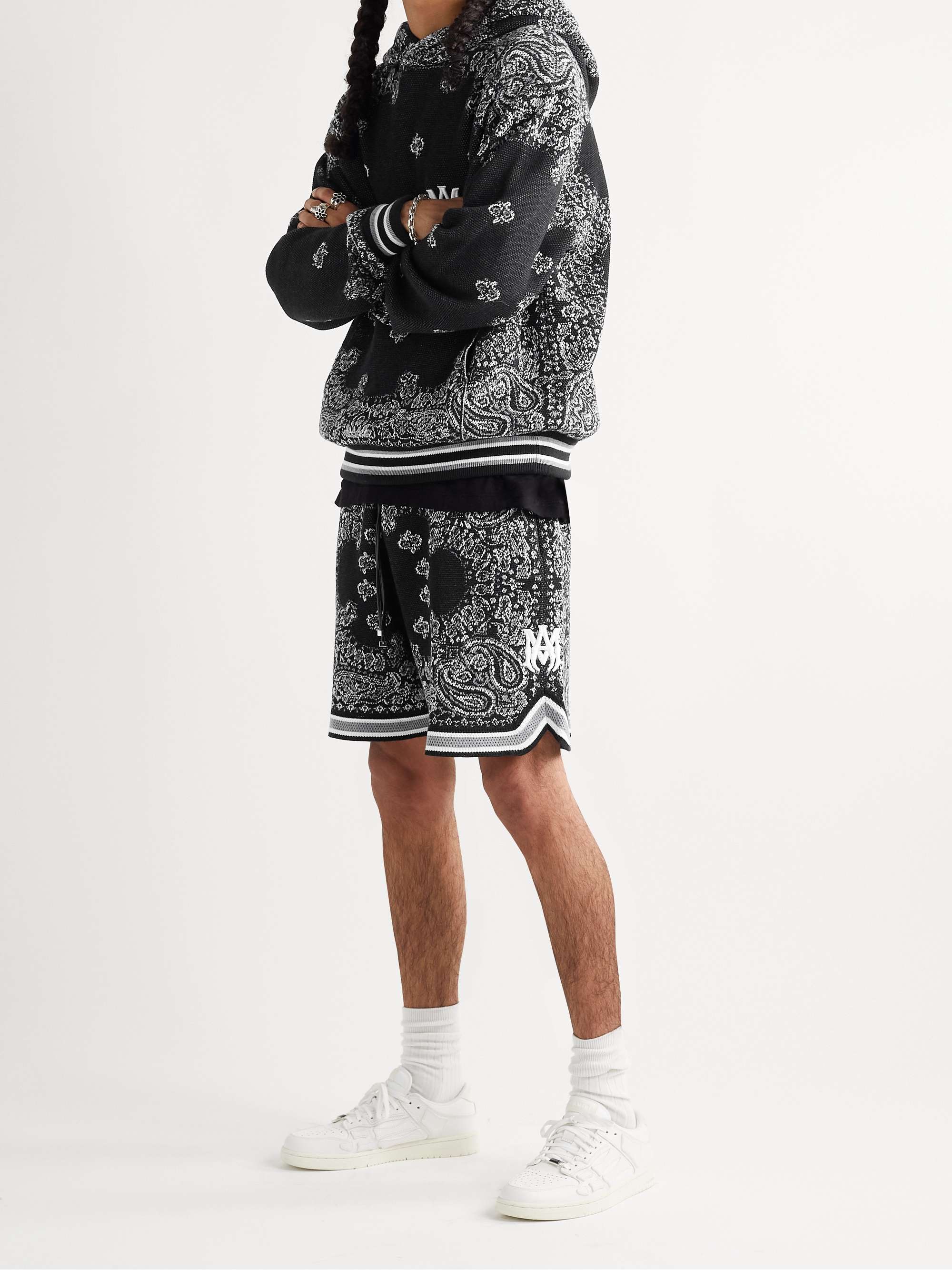 AMIRI Bandana-Jacquard Cotton and Cashmere-Blend Hoodie