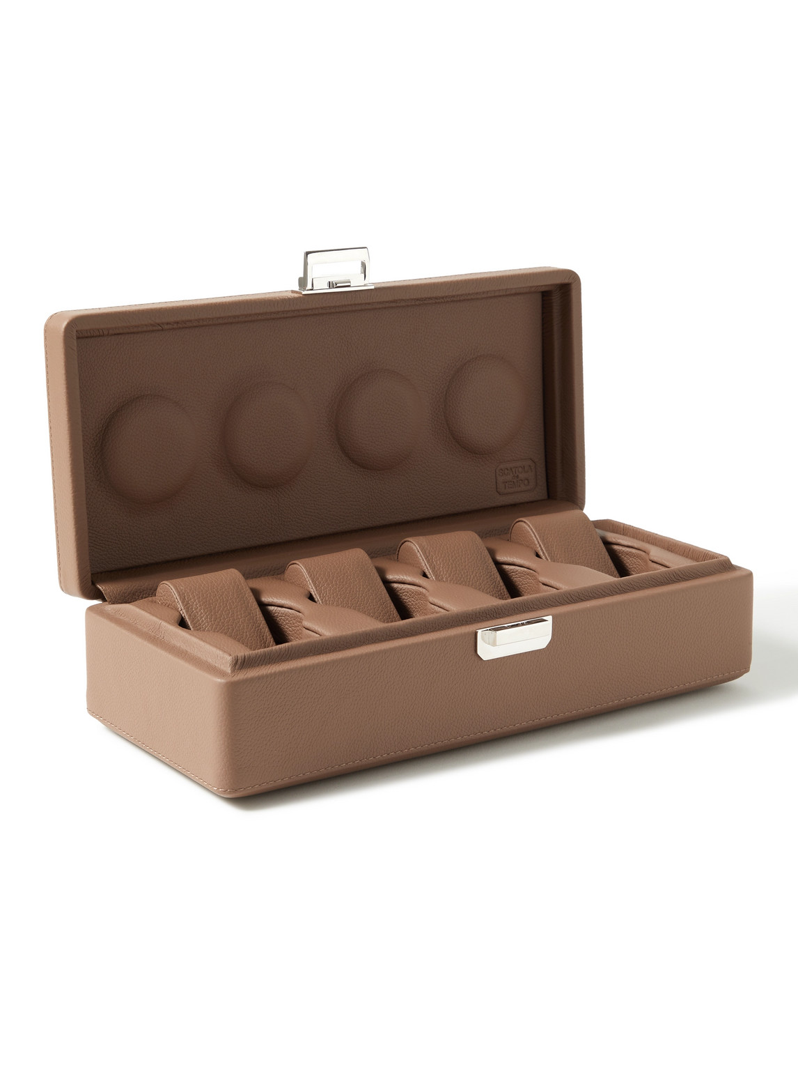 Scatola Del Tempo Full-grain Leather Watch Box In Brown