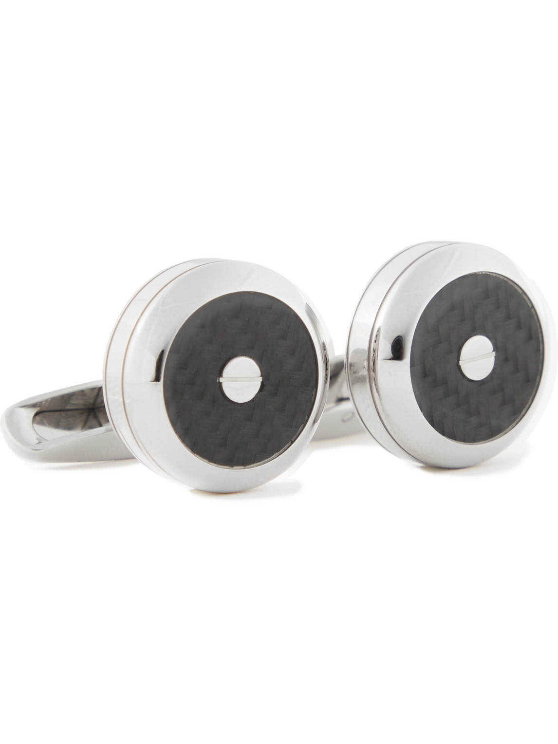 Classic Racing Engraved Stainless Steel and Carbon Fibre Cufflinks