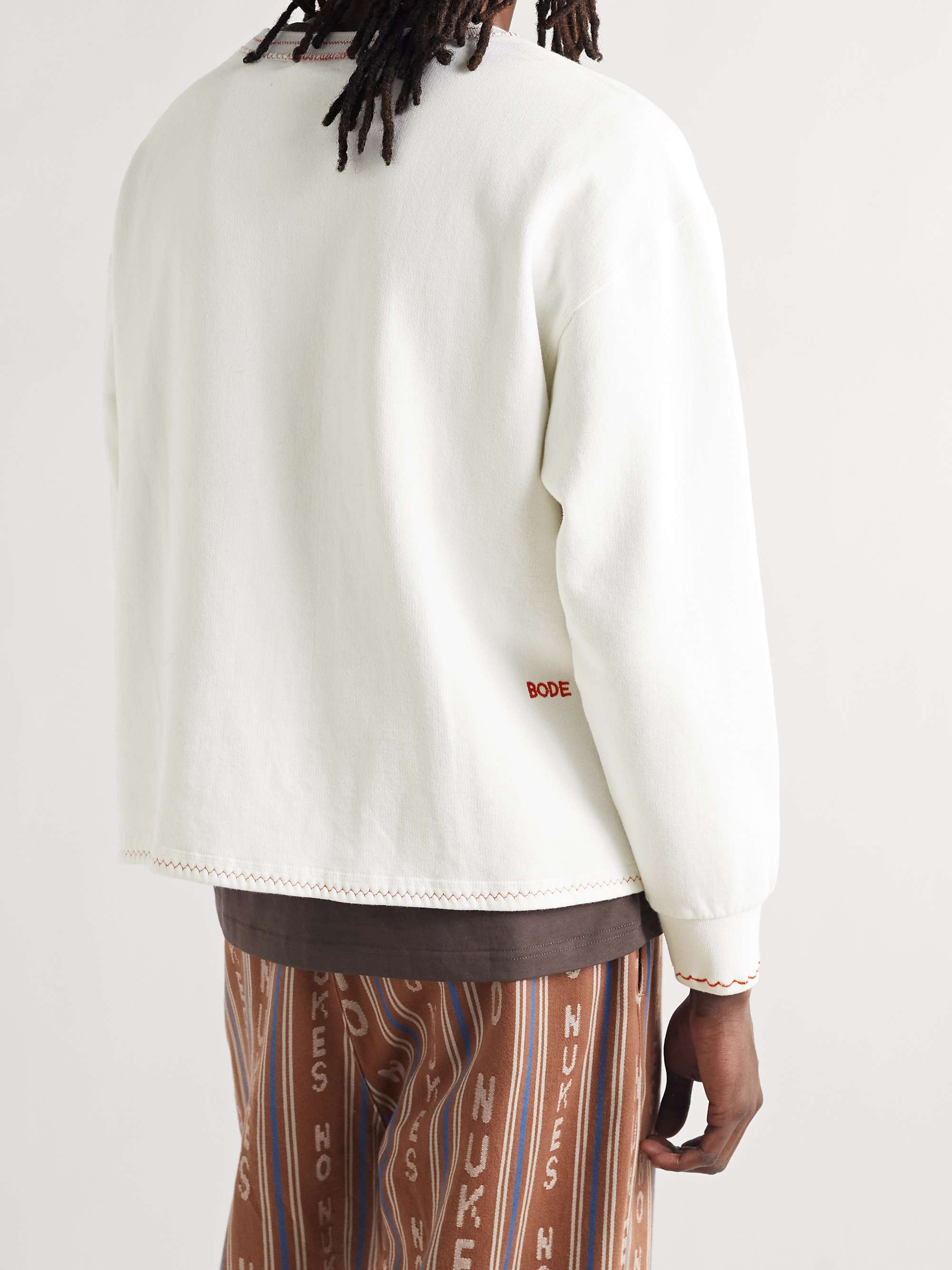 BODE Lobster Bake Embroidered Printed Cotton-Jersey Sweatshirt