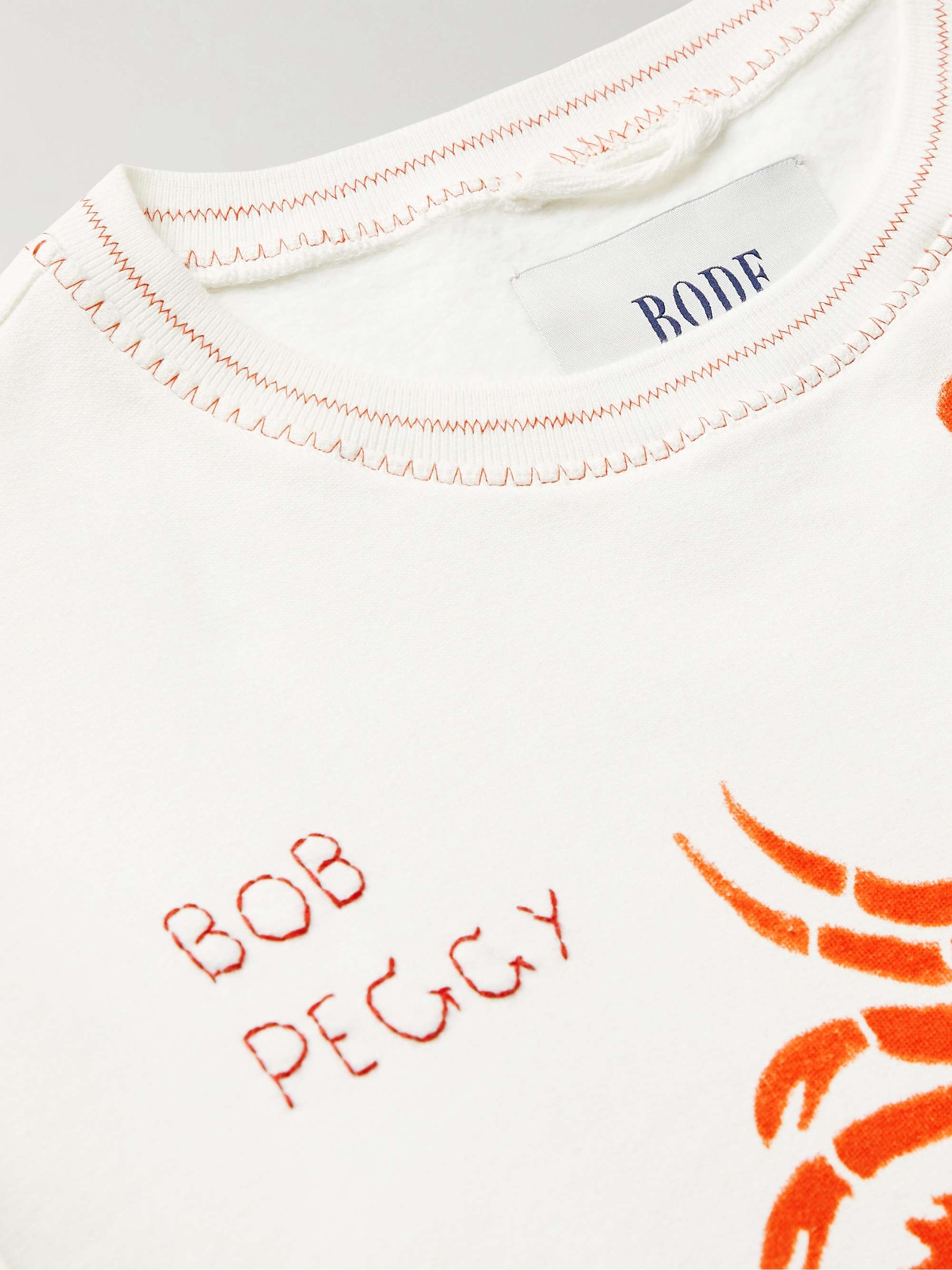 BODE Lobster Bake Embroidered Printed Cotton-Jersey Sweatshirt