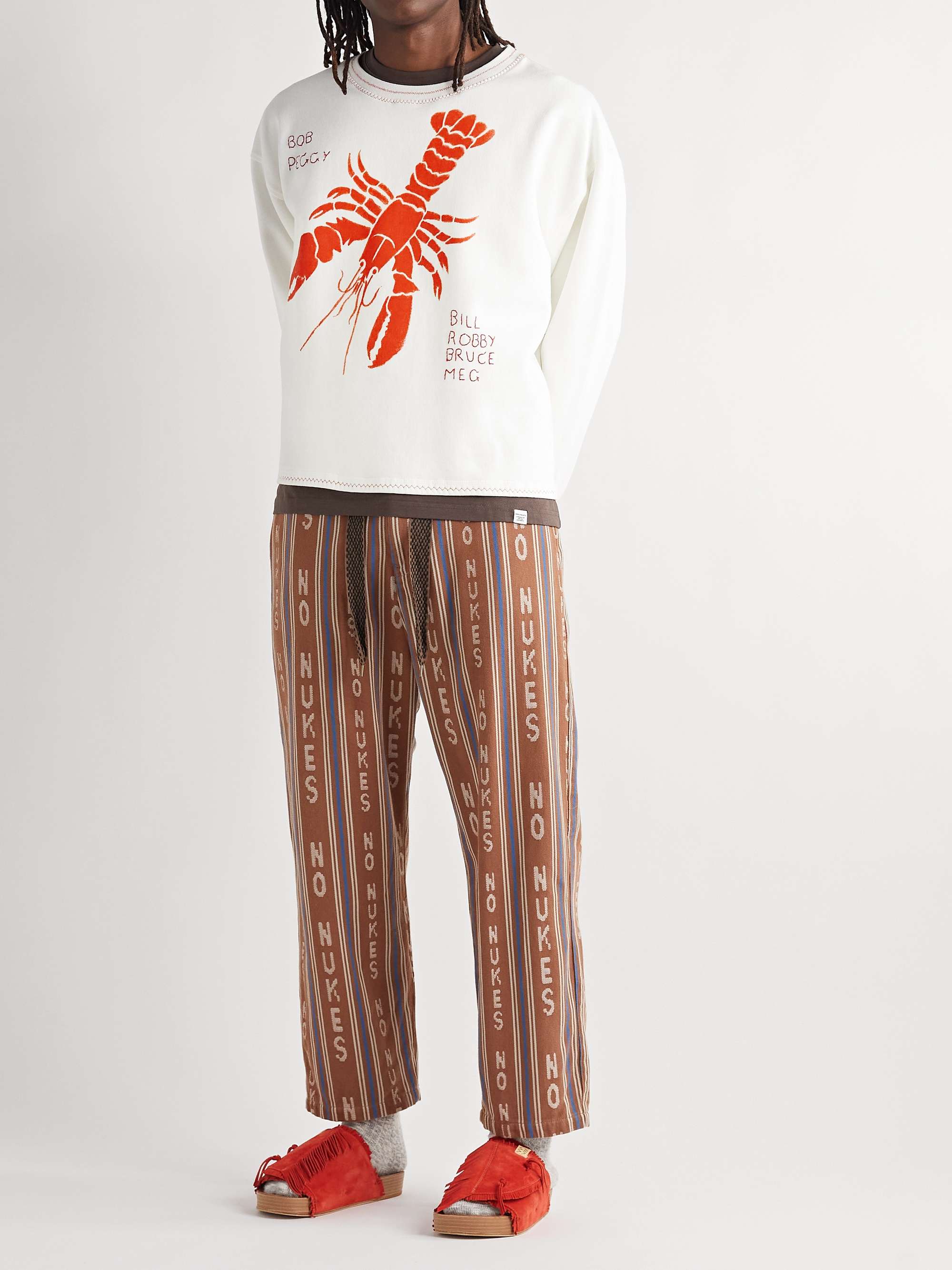 BODE Lobster Bake Embroidered Printed Cotton-Jersey Sweatshirt